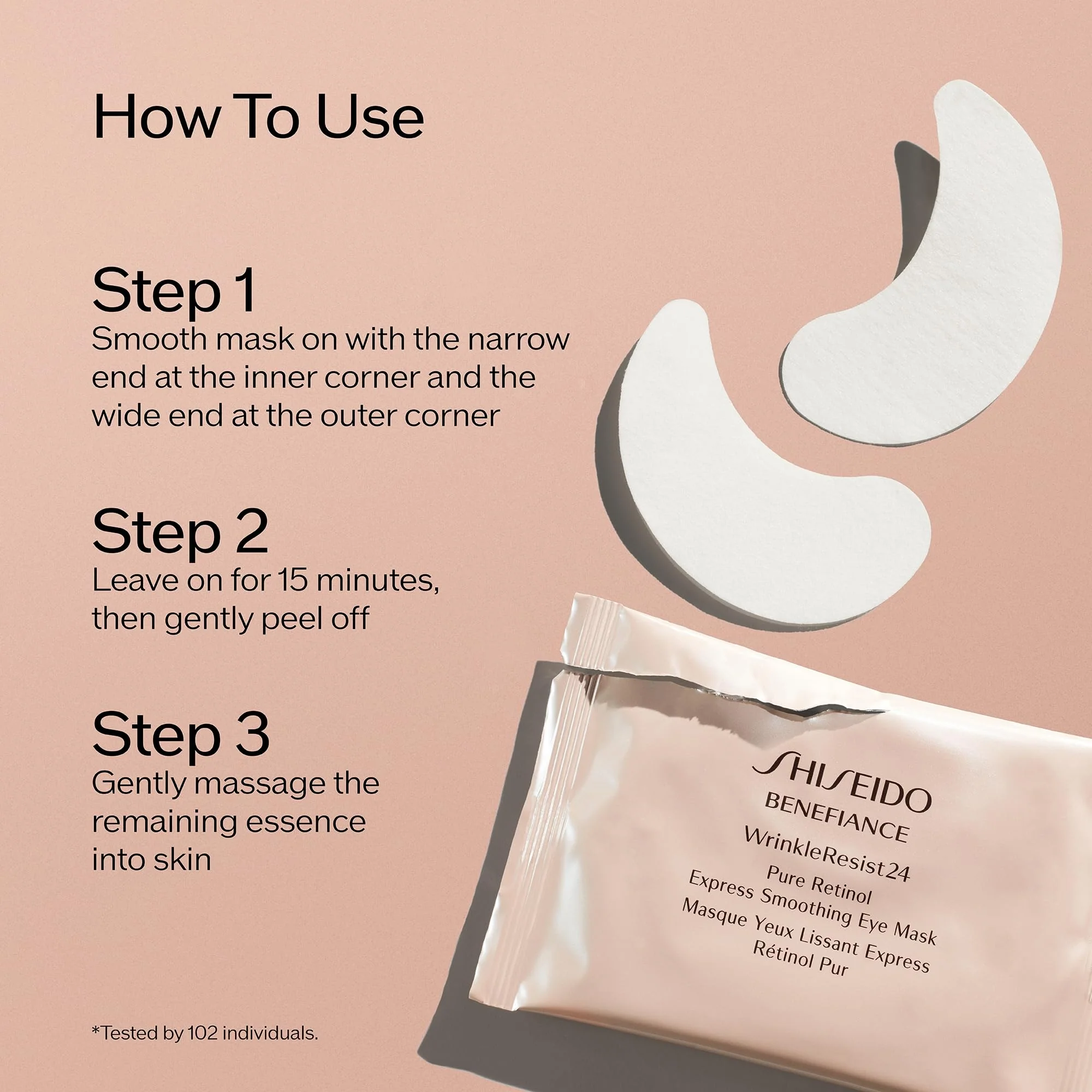 Shiseido Benefiance WrinkleResist24 - Pure Retinol Express Smoothing Eye Mask - 12 Sets of Two Eye Masks - Reduces Appearance of Wrinkles in 15 Minutes - Image 2