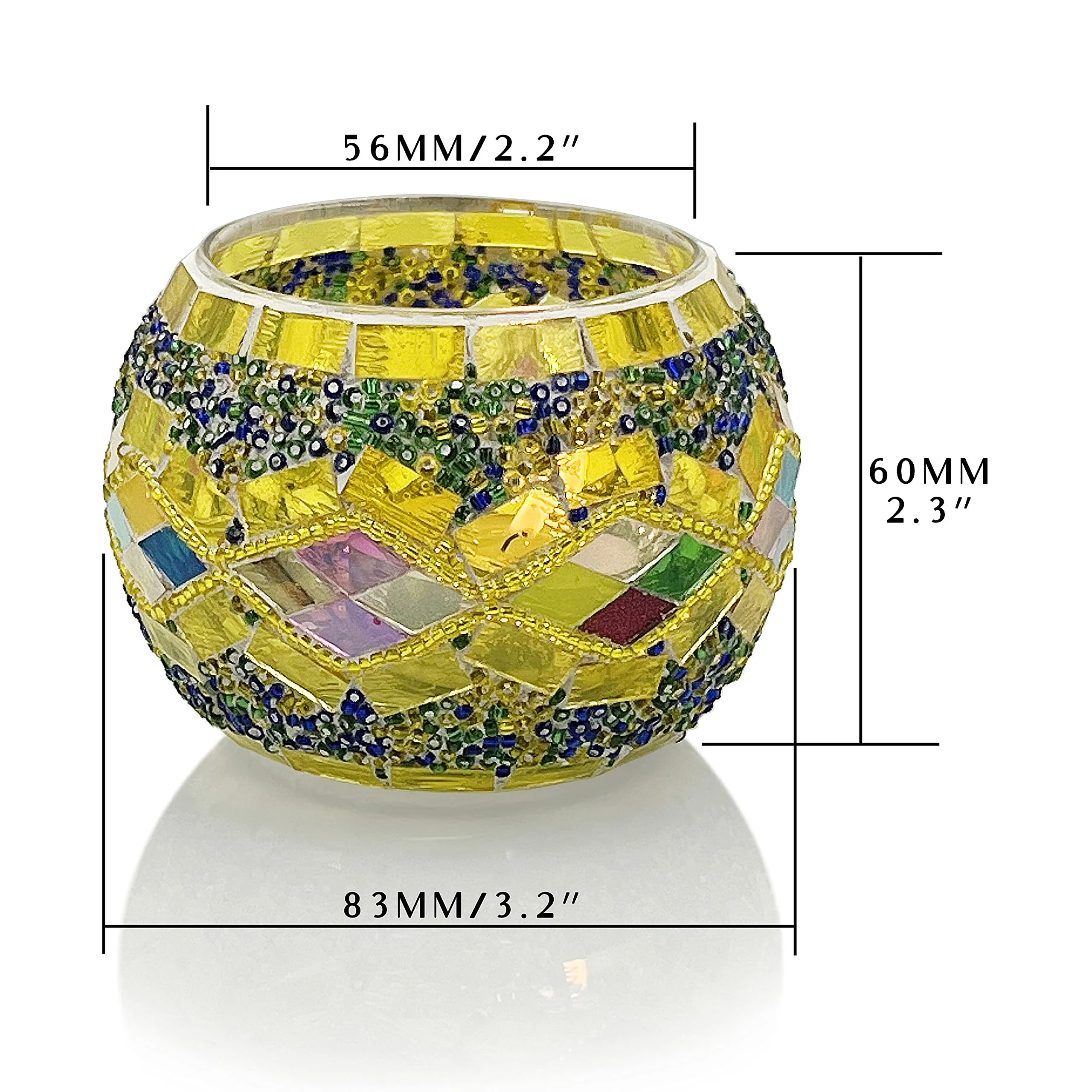 SHMILMH Glass Candle Holder Set of 4, Diwali Gift Votive Candle Holders Handmade Mosaic Glass Tealight Holders Diwali Christmas Table Decorations for Home - Image 4