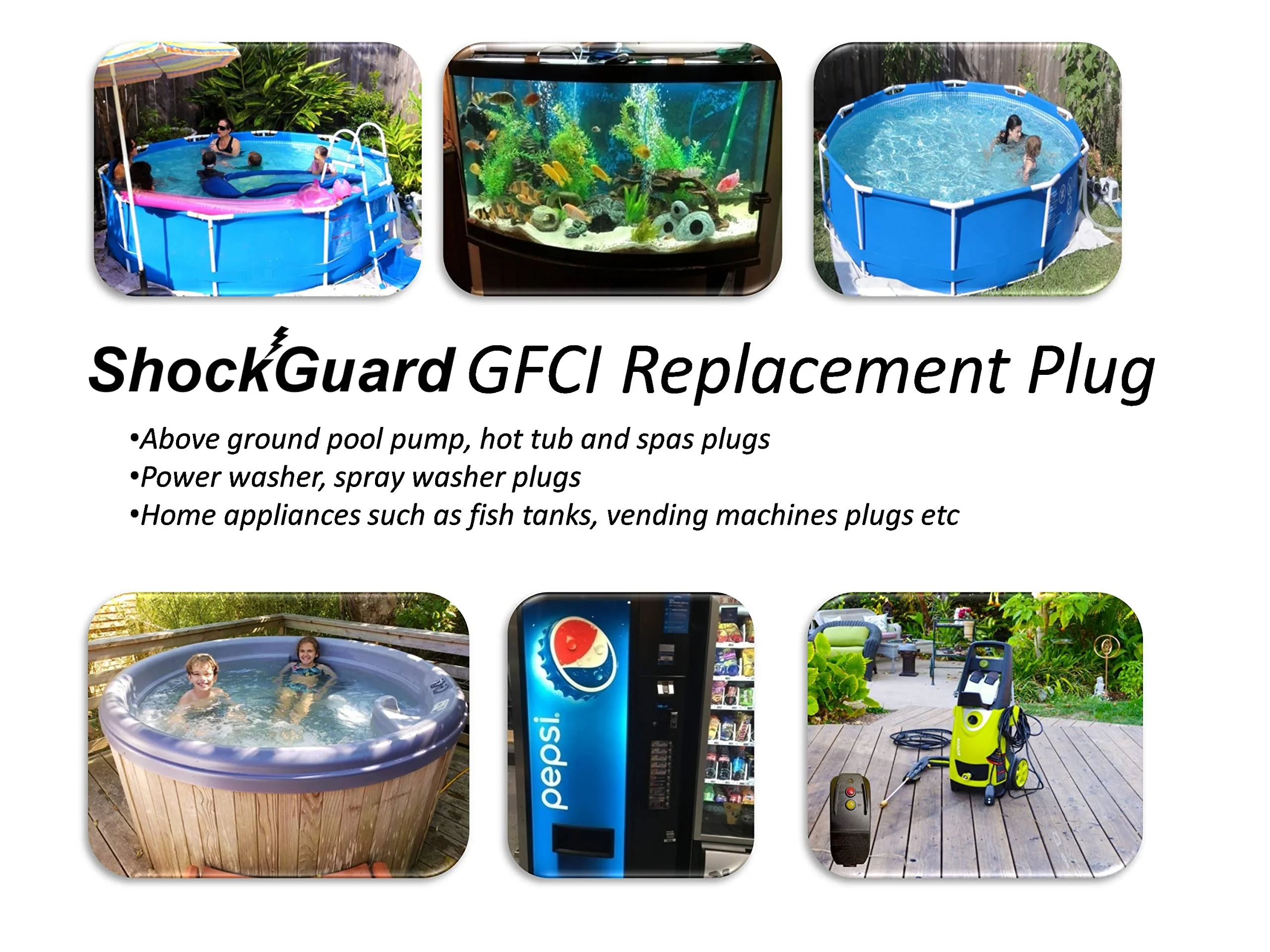 ShockGuard GFCI Replacement Plug Assembly 3-Prongs for Pressure Washer, Inflatable Pool Pump, Above Ground Plug-n-Play hot tub - Image 2