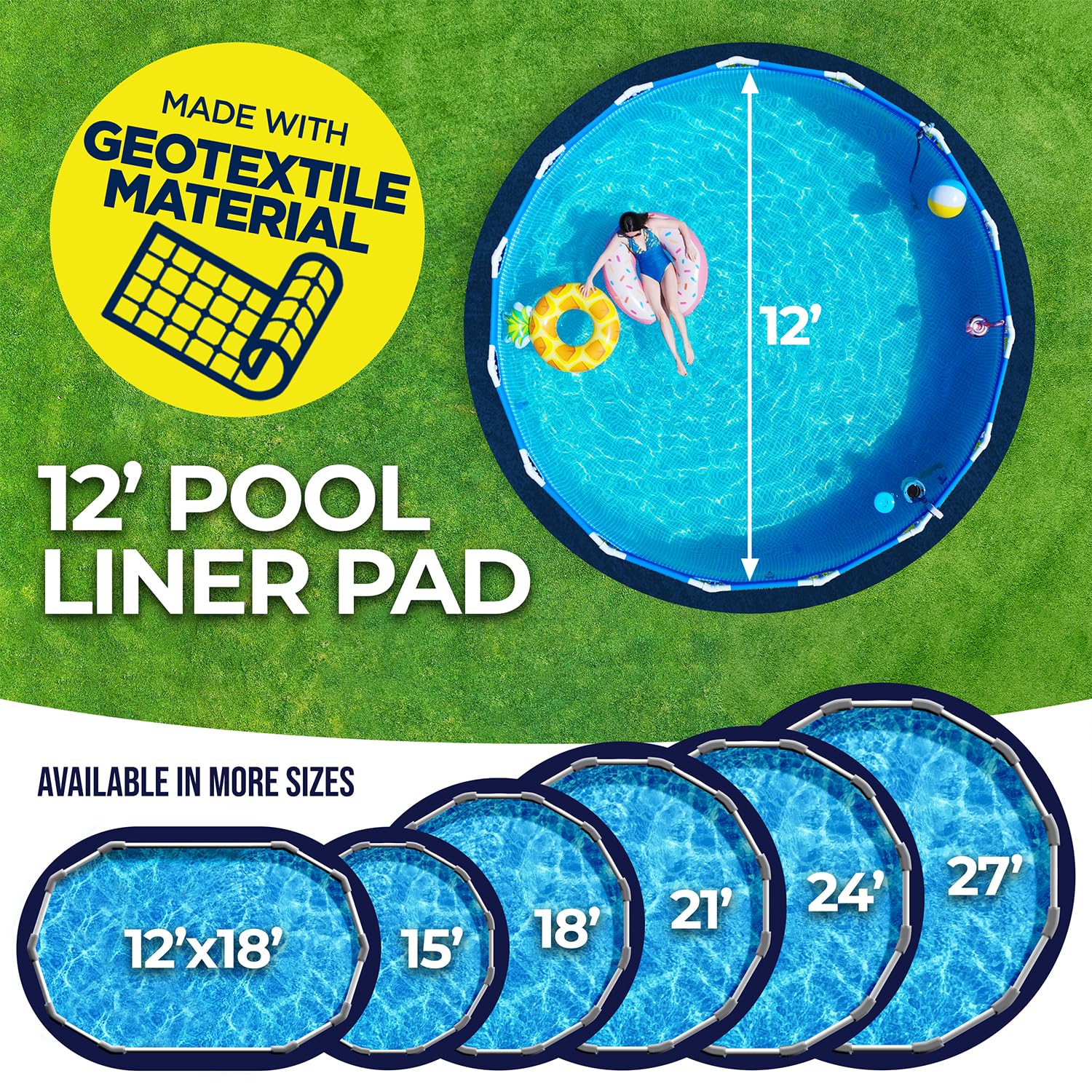 Shop Square 12-Foot Pool Liner Pad for Above Ground Pools - Under Pool Padding, Above Ground Pool Pad, Puncture Protection, Extend Liner Life, Durable Geotextile Material - Image 5