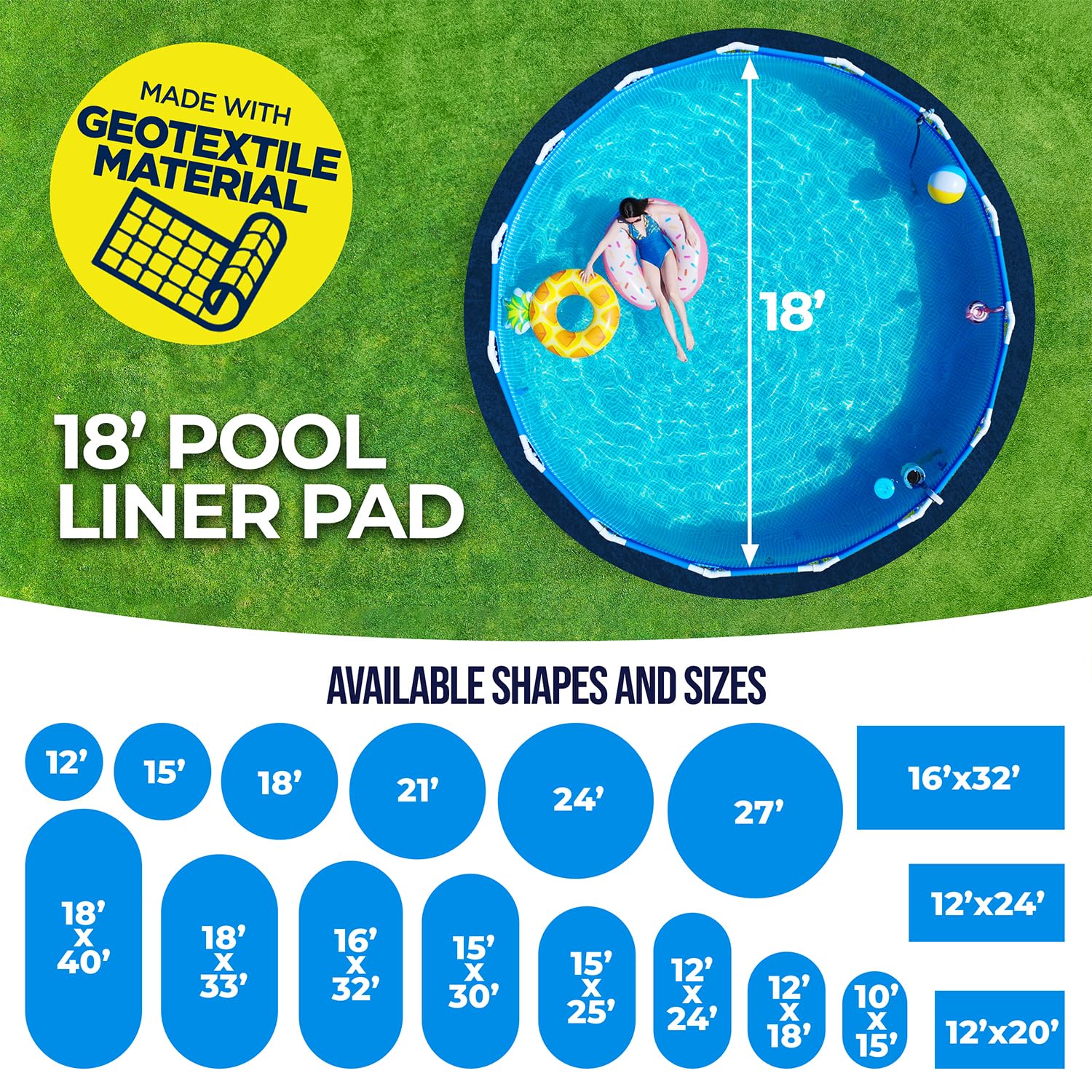Shop Square 18-Foot Pool Liner Pad for Above Ground Pools - Under Padding, Above Ground Pad, Puncture Protection, Extend Liner Life, Durable Geotextile Material - Image 5