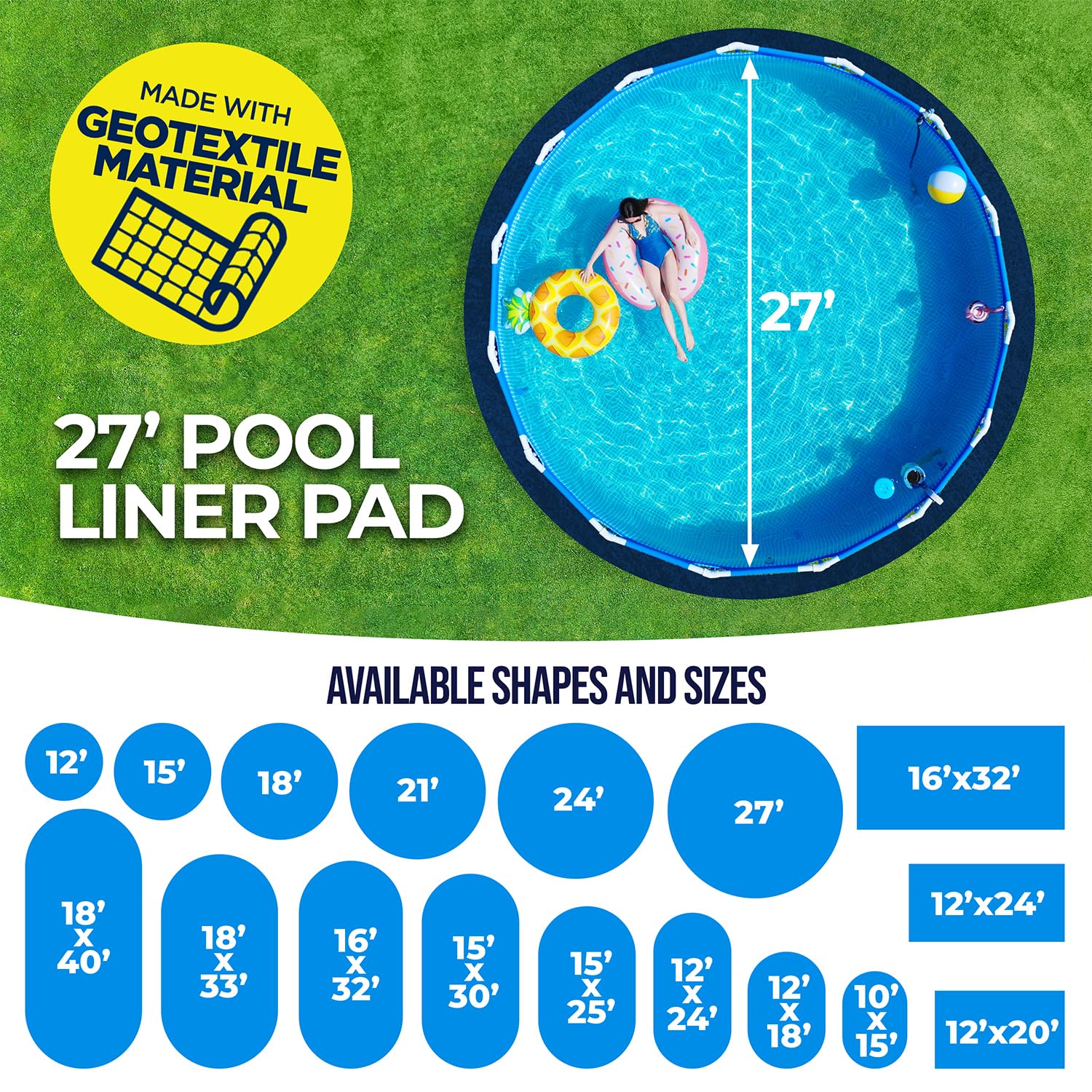 Shop Square 27-Foot Pool Liner Pad for Above Ground Pools - Under Padding, Above Ground Pad, Puncture Protection, Extend Liner Life, Durable Geotextile Material - Image 5