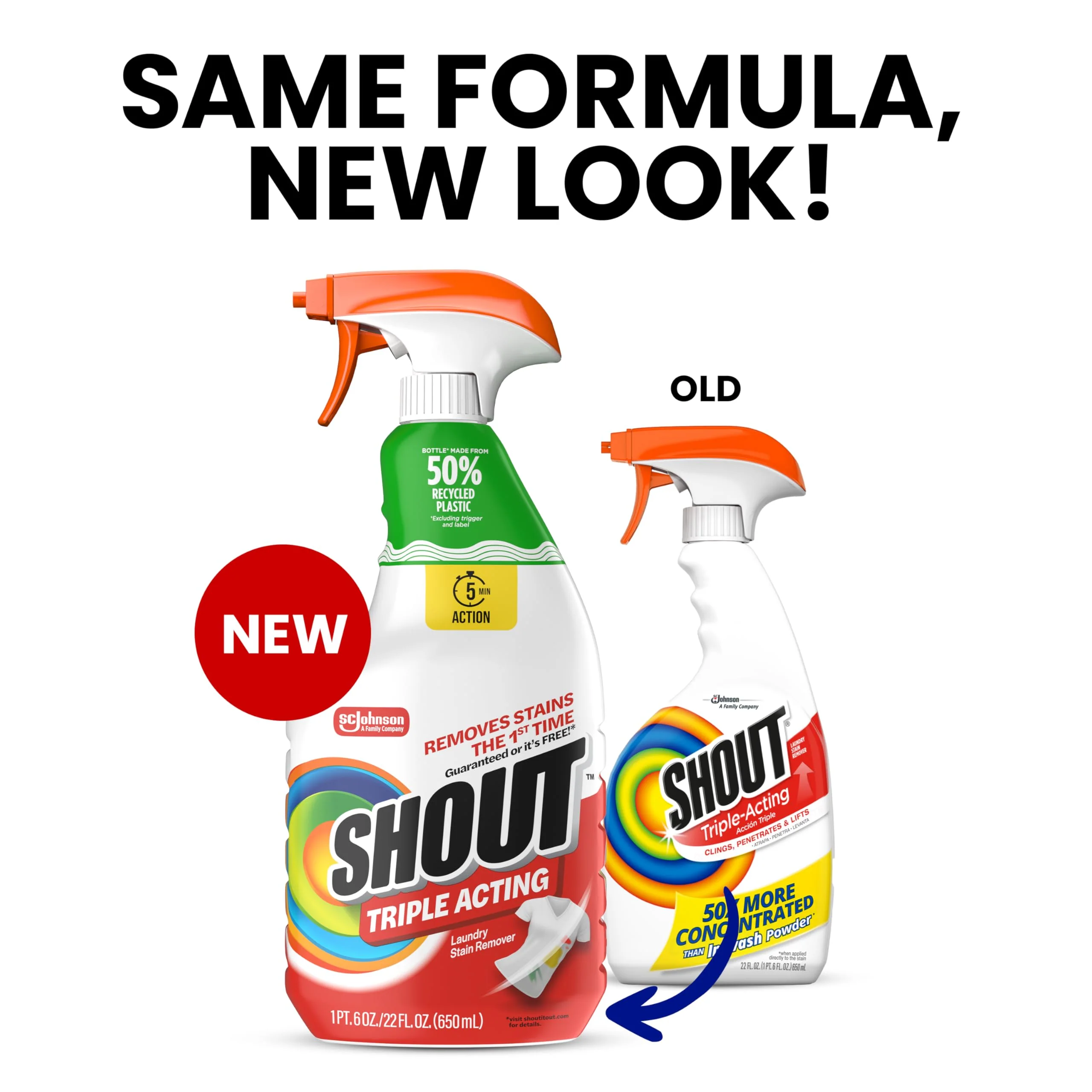 Shout Active Enzyme Laundry Stain Remover Spray, Triple-Acting Formula Clings, Penetrates, and Lifts 100+ Types of Everyday Stains - Prewash Spray 22oz - Image 2