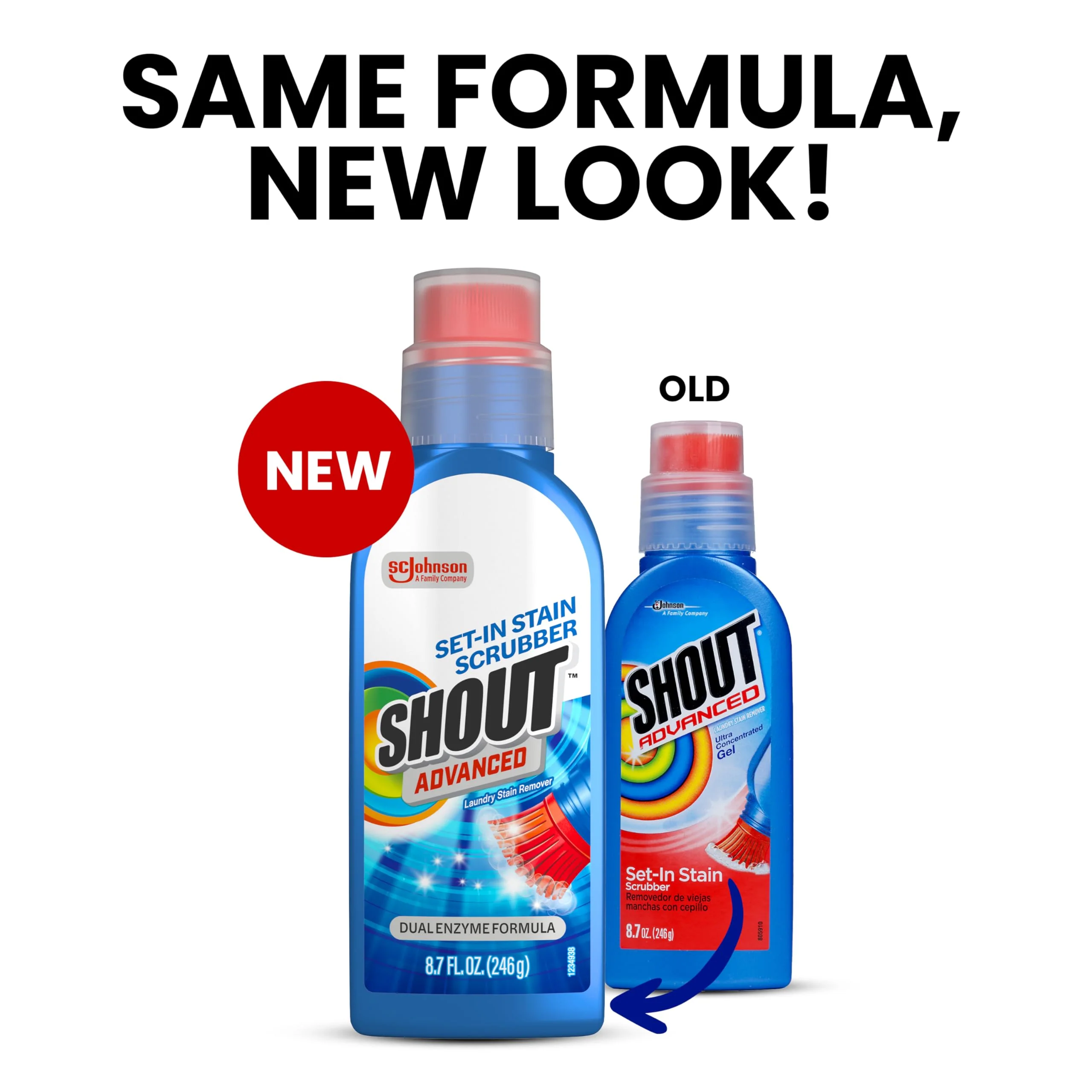 Shout Advanced Stain Remover Gel for Clothes Laundry, Ultra Concentrated Gel with Built-in Scrubber Brush for Deep Set-In stains, 8.7oz - Image 2