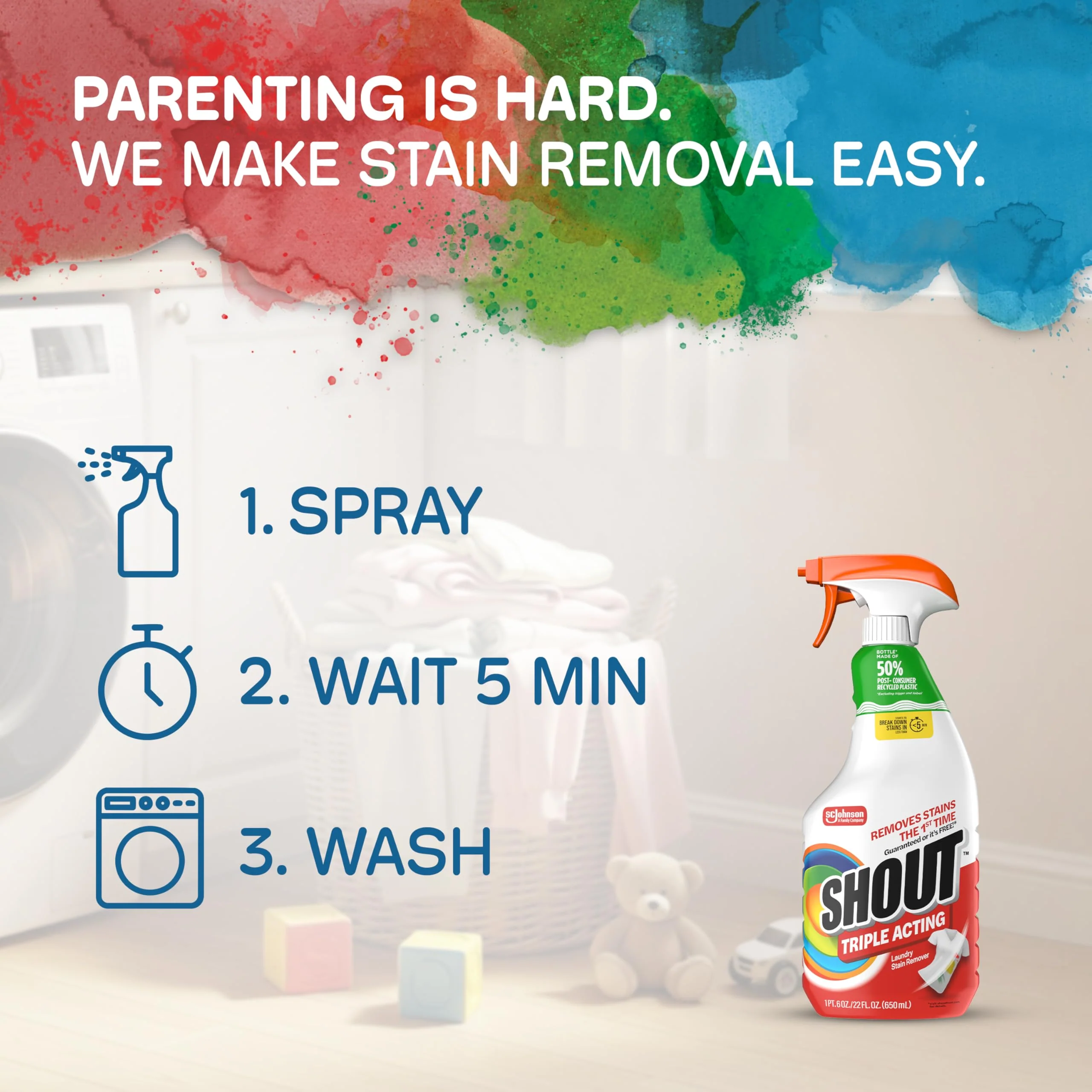 Shout Triple-Acting Laundry Stain Remover for Everyday Stains Liquid Refill, 60 fl oz - Pack of 6 - Image 8