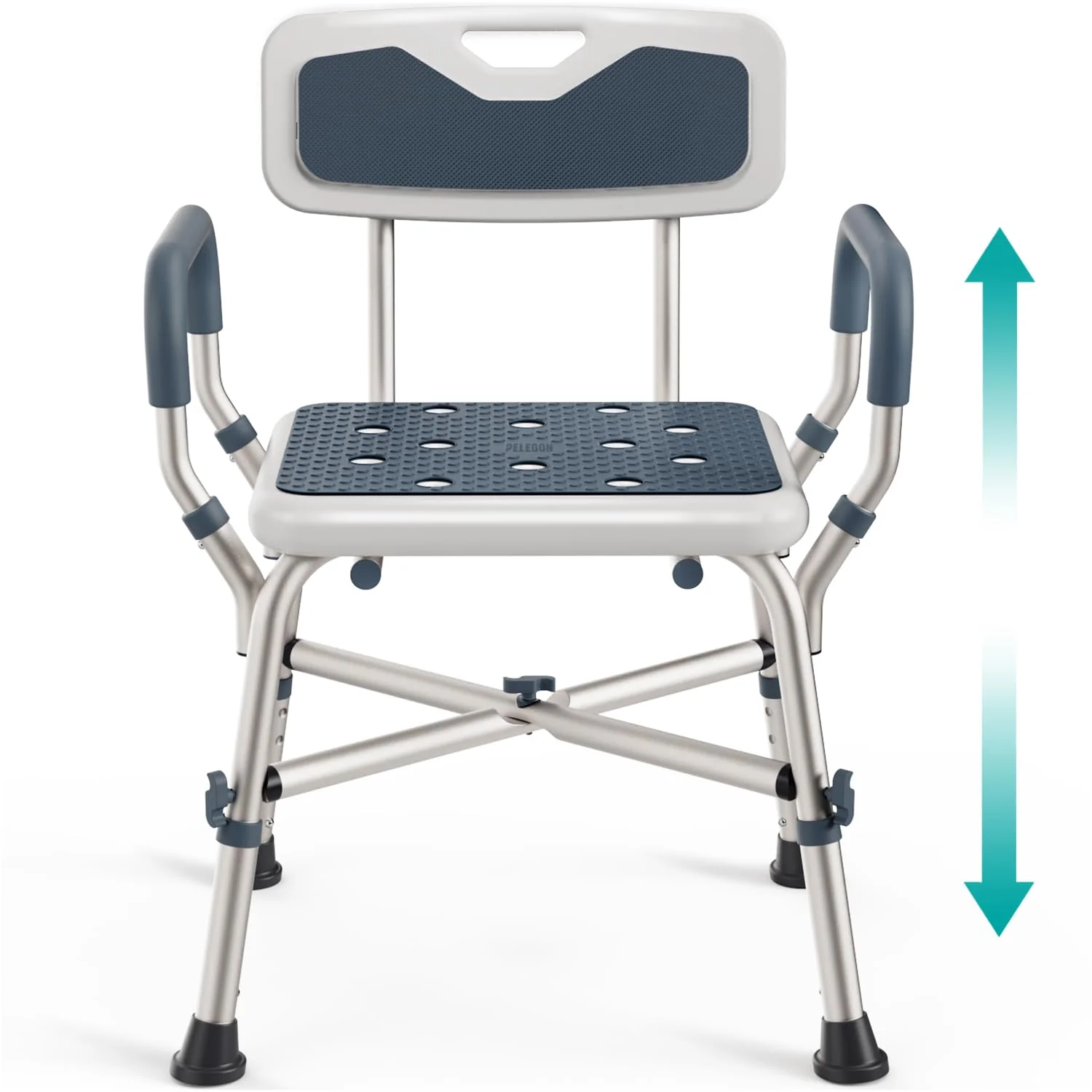 Shower Chair for Elderly and Disabled (450lb) with Padded Armrests and Back, Adjustable Height Shower Seat, Heavy Duty Shower Chairs for Inside Shower, Handicap - Teal - Image 2