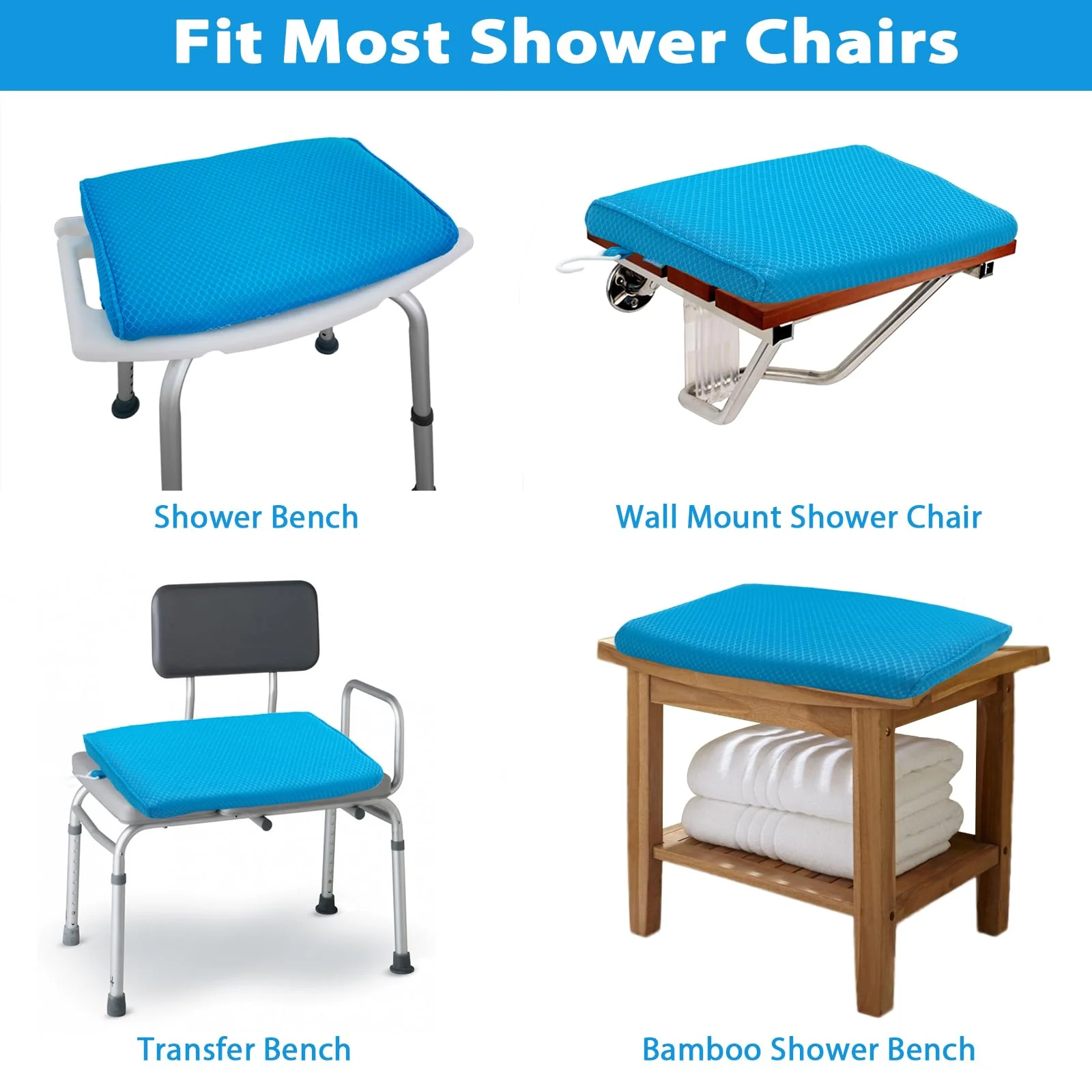 Shower Seat Cushion for Shower Chairs, Transfer Benches in Bathtub, Cushion for Sauna, 3D Mesh Pad with Hook, Slip-Resistant, Design for Elderly, Senior, Handicap & Disabled - Image 7
