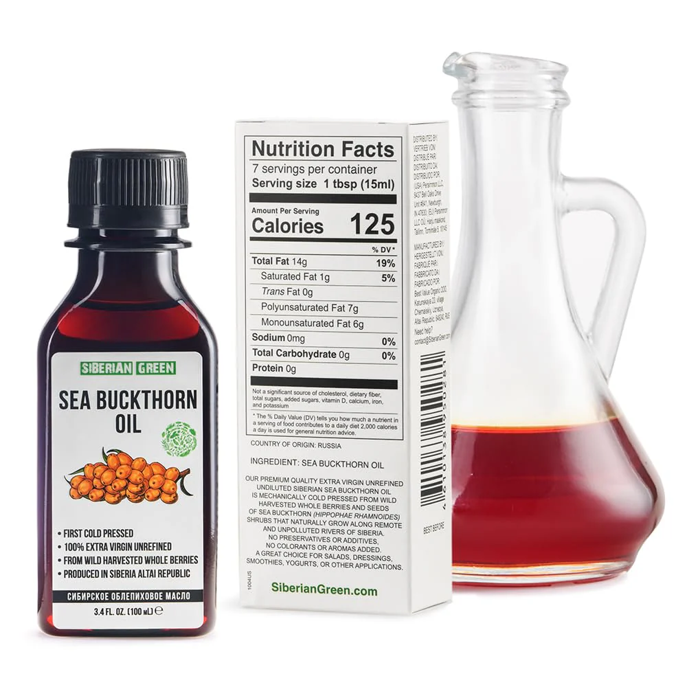 Siberian Sea Buckthorn Oil | 100% Natural Extra Virgin Cold Pressed 100 ml / 3.4 fl oz | Unrefined Raw Vegan | Exclusive Healthy Diet Food Grade - Image 3
