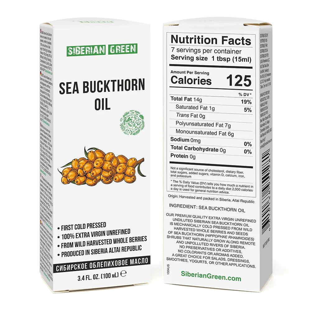 Siberian Sea Buckthorn Oil | 100% Natural Extra Virgin Cold Pressed 100 ml / 3.4 fl oz | Unrefined Raw Vegan | Exclusive Healthy Diet Food Grade - Image 7