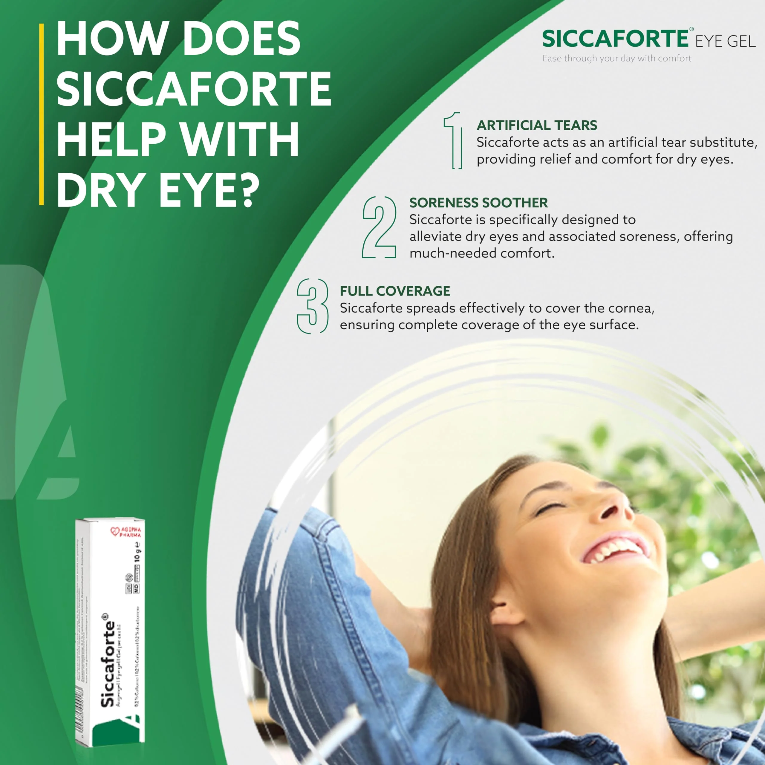 Siccaforte | Intensive Dry Eye Gel with Carbomer | Smooth, Moisturizing for Fresh Eyes | Soothing and Sore Eyes | Comfortable for Day Time Use - Image 2