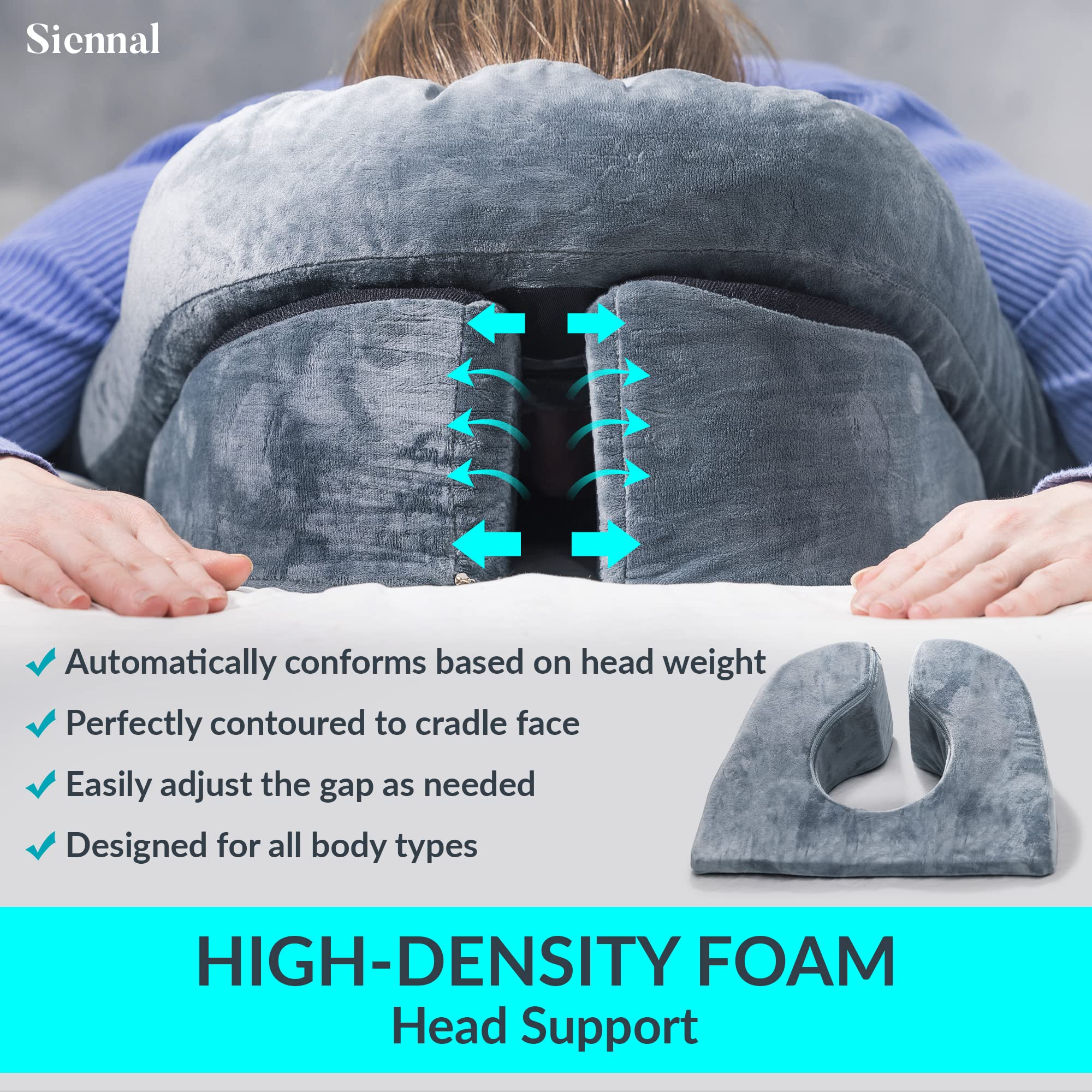 Siennal Face Down Pillow for Sleeping - for BBL or Eye Surgery Recovery - Prone Pillow for Vitrectomy, Retinal Surgery or Home Massages - CertiPUR-US® Certified Shredded Memory Foam - Image 5
