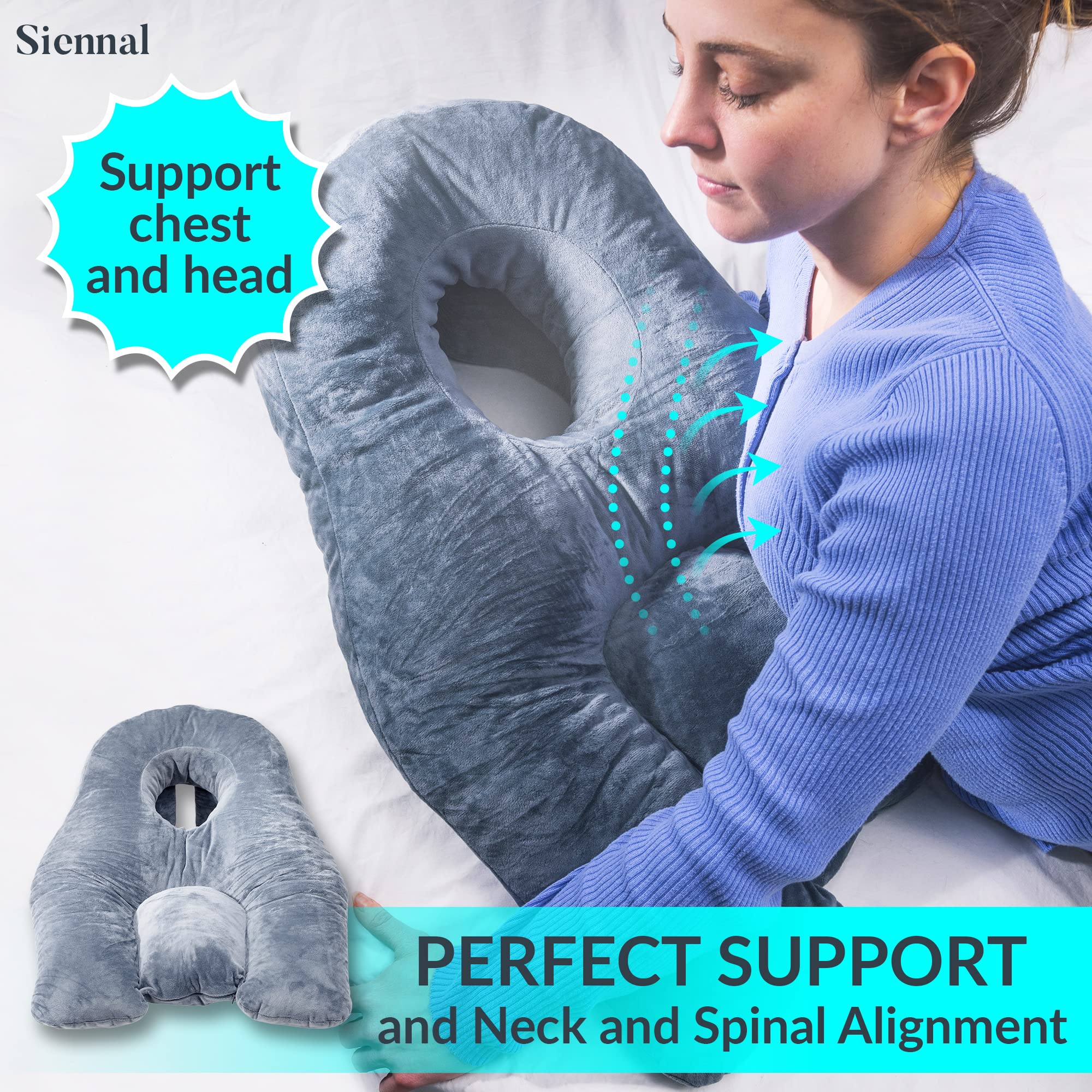 Siennal Face Down Pillow for Sleeping - for BBL or Eye Surgery Recovery - Prone Pillow for Vitrectomy, Retinal Surgery or Home Massages - CertiPUR-US® Certified Shredded Memory Foam - Image 7