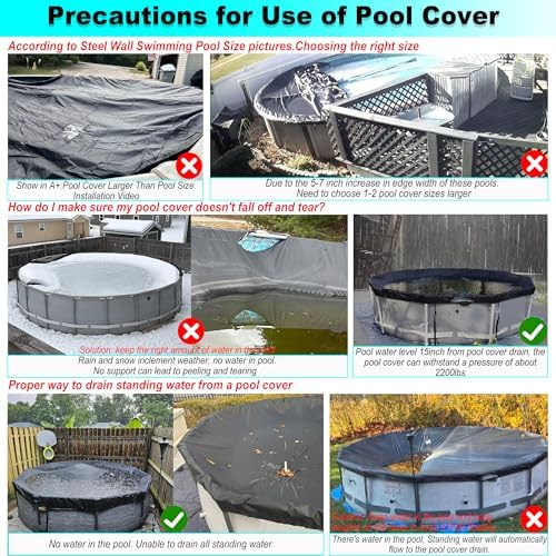 SIHAIAN 12 Ft Pool Cover, with Automatic Drain Round Pool Cover, One-Piece Quick Installation and Removal Above Ground Pool Cover, Preventing Waterlogging, UV Protected Solar Swimming Pool Cover - Image 4