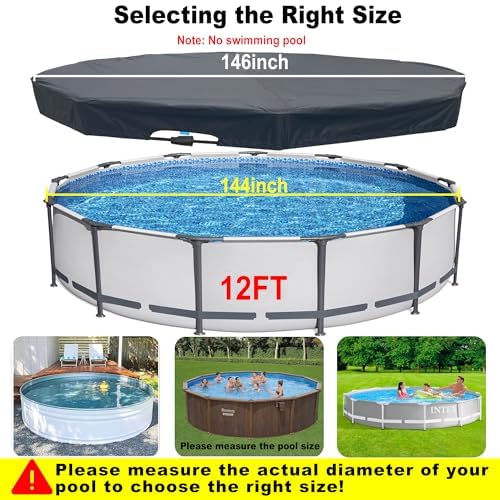 SIHAIAN 12 Ft Pool Cover, with Automatic Drain Round Pool Cover, One-Piece Quick Installation and Removal Above Ground Pool Cover, Preventing Waterlogging, UV Protected Solar Swimming Pool Cover - Image 9