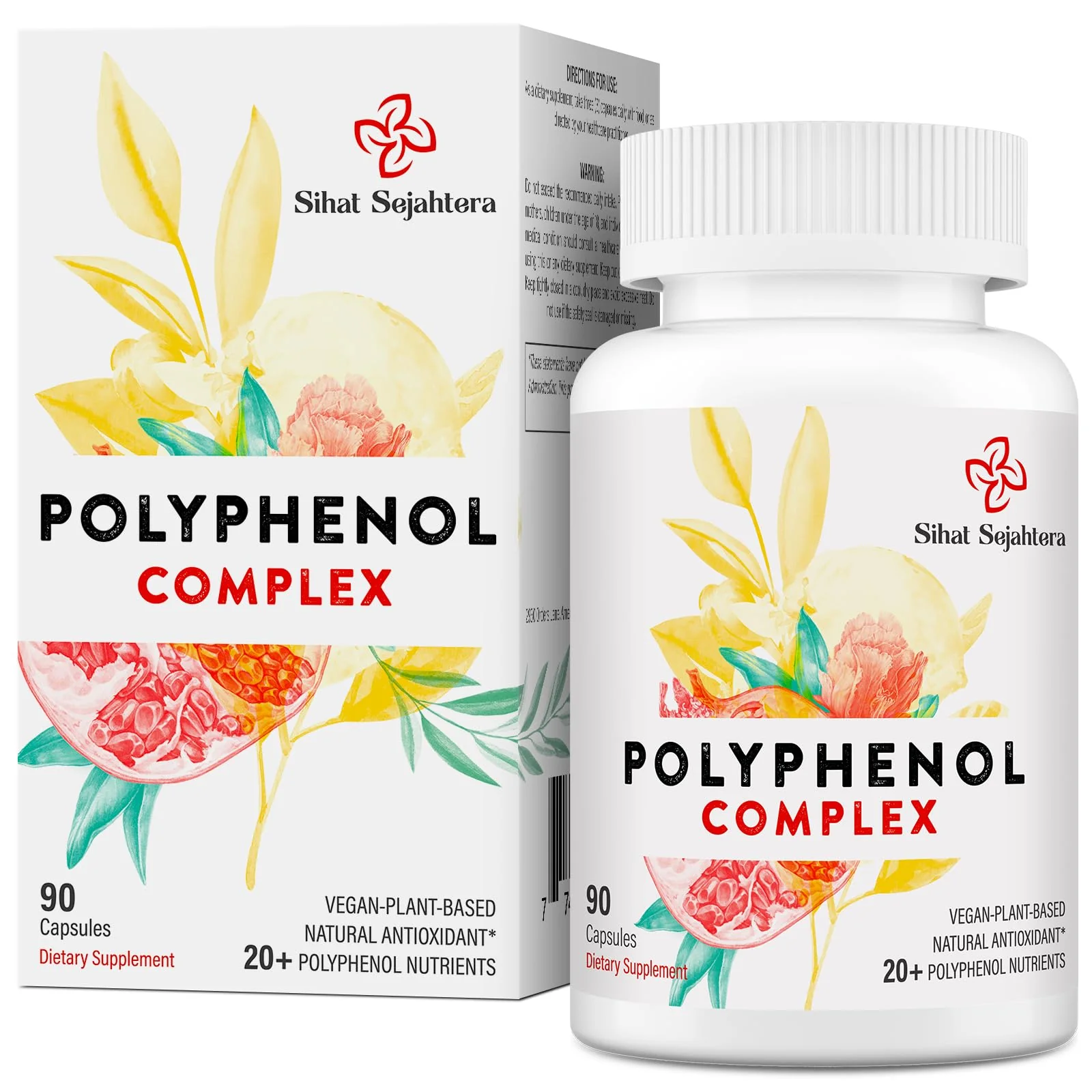 Sihat Sejahtera 67,500 MG Polyphenols Supplement - Powerful Antioxidants & Polyphenol for Age Defense, Polyphenol Superfood, Quercetin, Resveratrol, Plant-Based & Energy, Immune Support, 90 Capsules - Image 2