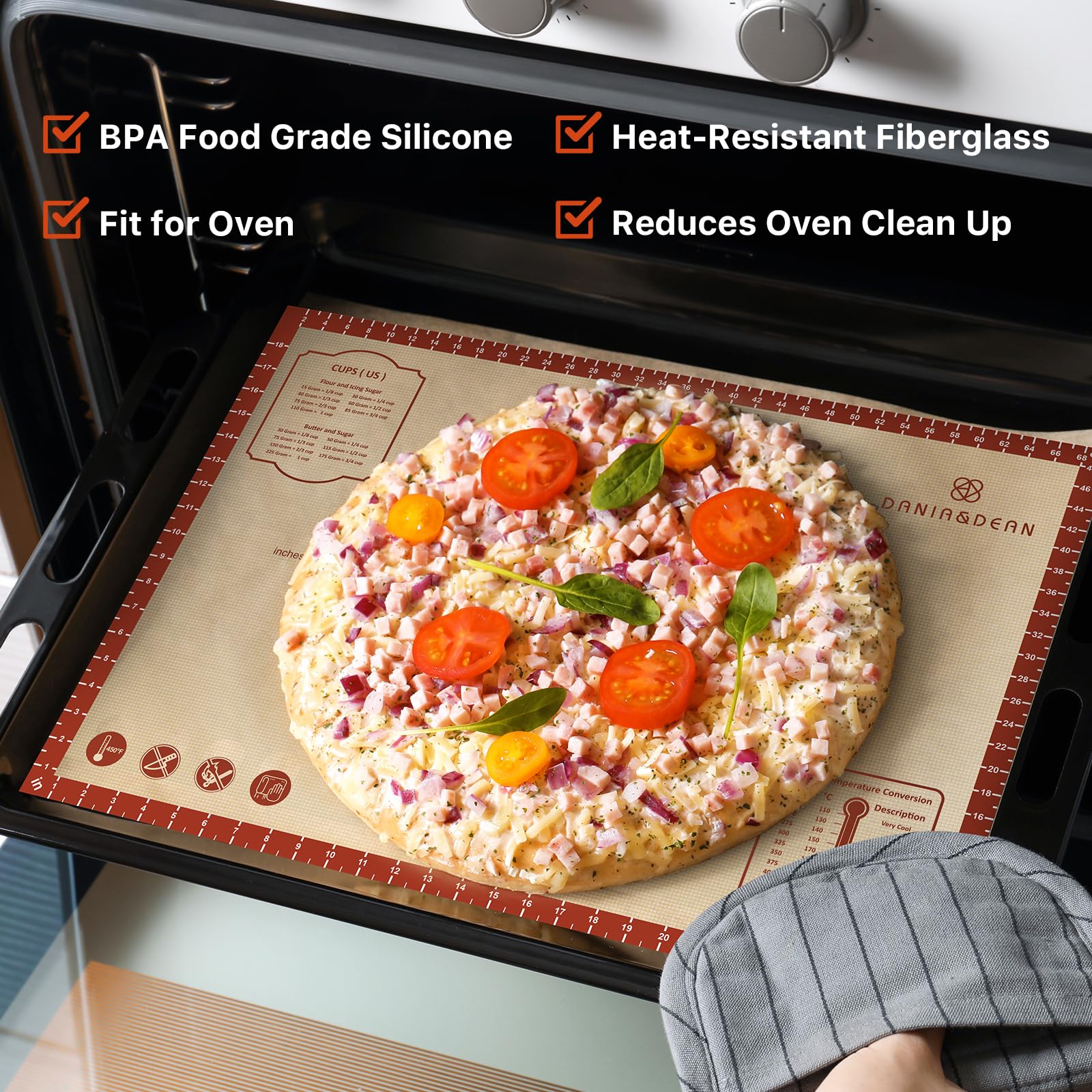 Silicone Baking Mat,28" x 20" Extra Thick Large Non Stick Sheet Mat with Measurement Non-slip Dough Rolling Mat,Reusable Food Grade Silicone Counter Mat for Making Cookies,Macarons,Bread and Pastry - Image 8