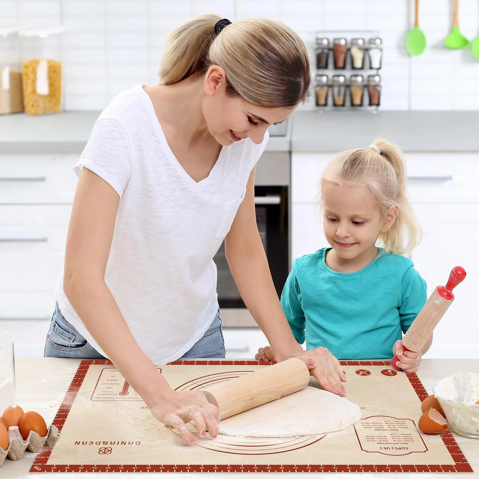 Silicone Baking Mat,36" x 24" Extra Thick Large Non Stick Sheet Mat with Measurement Non-slip Dough Rolling Mat,Reusable Food Grade Silicone Counter Mat for Making Cookies,Macarons,Bread and Pastry - Image 2