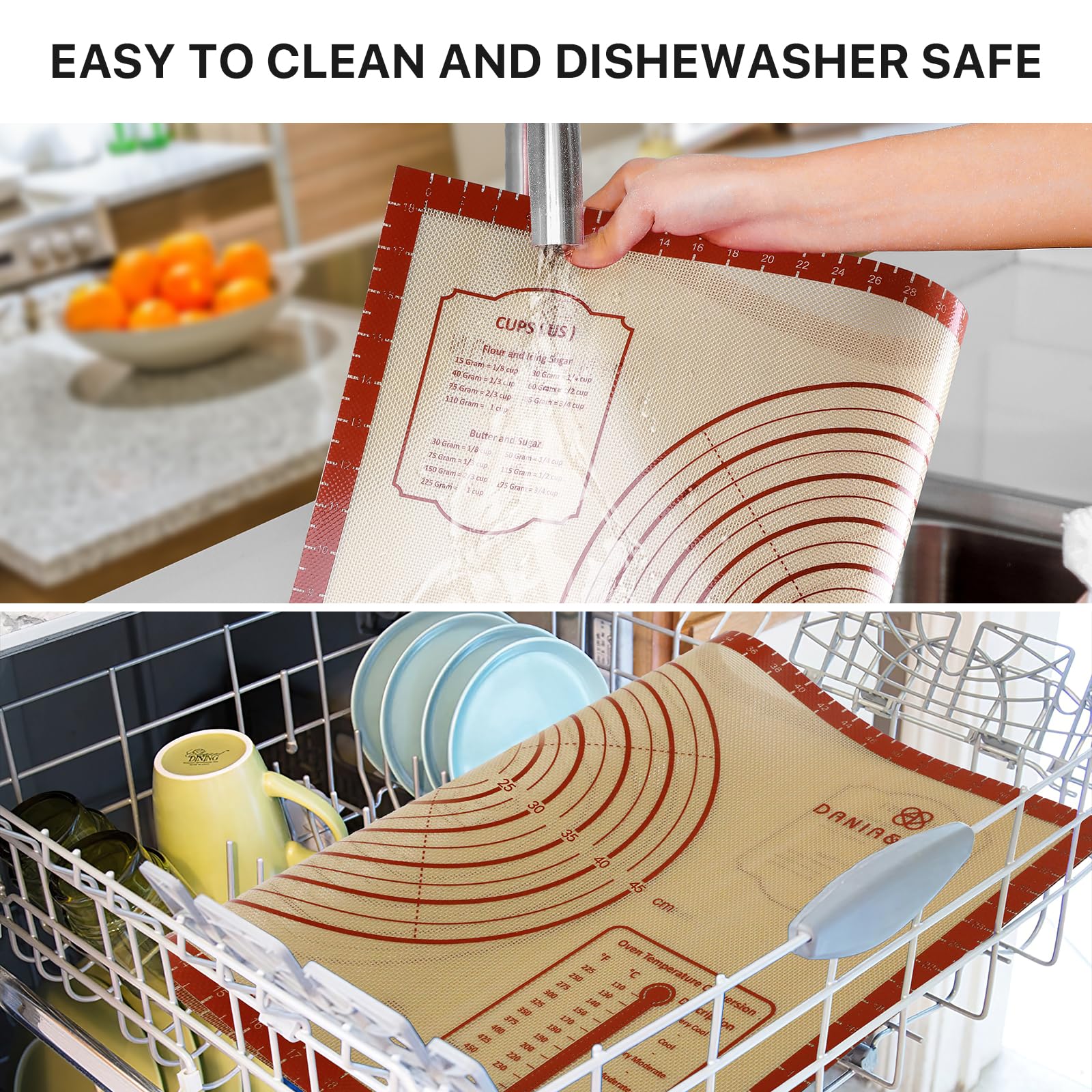 Silicone Baking Mat,36" x 24" Extra Thick Large Non Stick Sheet Mat with Measurement Non-slip Dough Rolling Mat,Reusable Food Grade Silicone Counter Mat for Making Cookies,Macarons,Bread and Pastry - Image 3