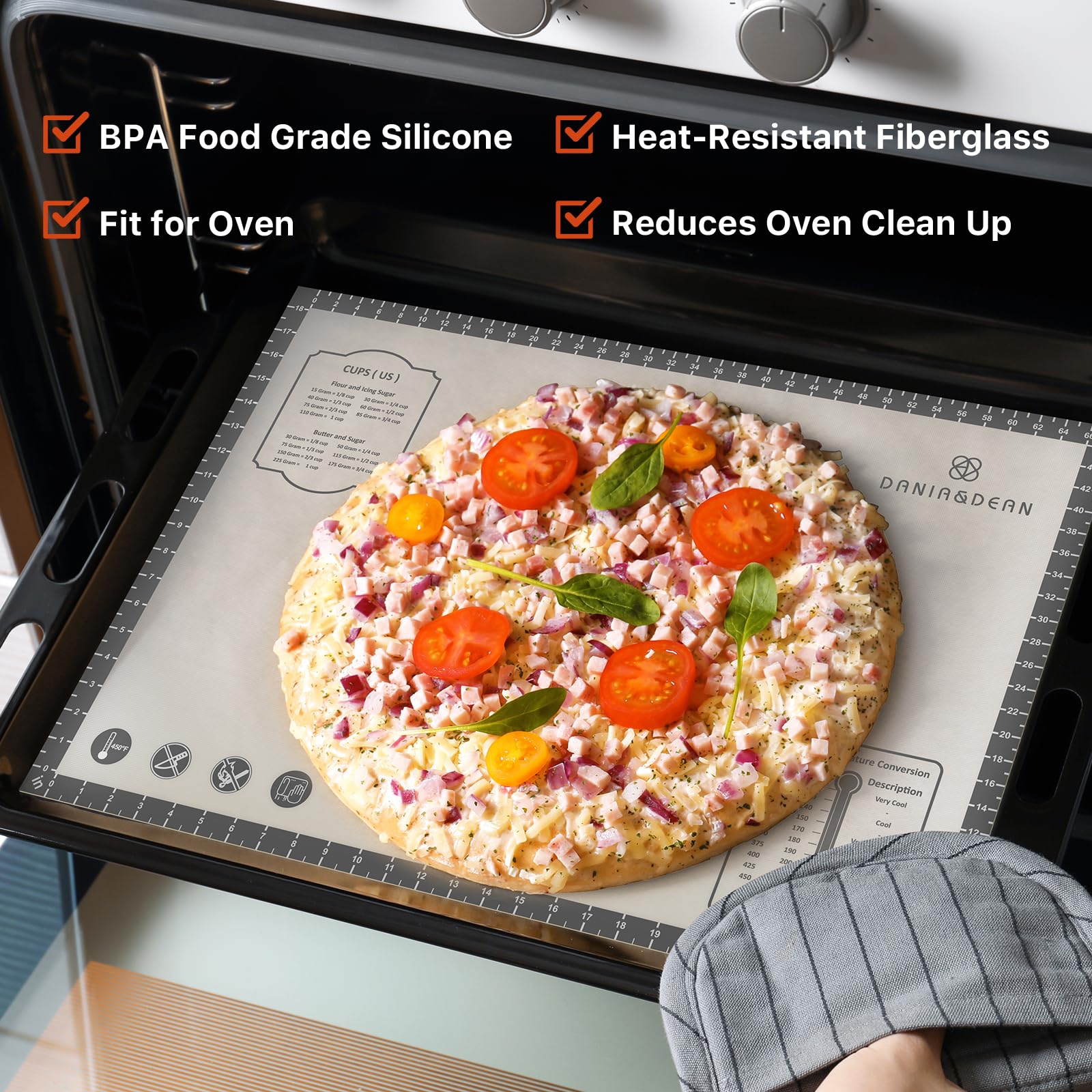 Silicone Mat, 24 x 36inch Extra Large Non-stick Pastry Baking Mat with Measurement, Resuable Thick Cookie Sheet Counter Mat, Dough Rolling Mat, Oven Liner, Fondant/Pie Crust Mat - Image 6