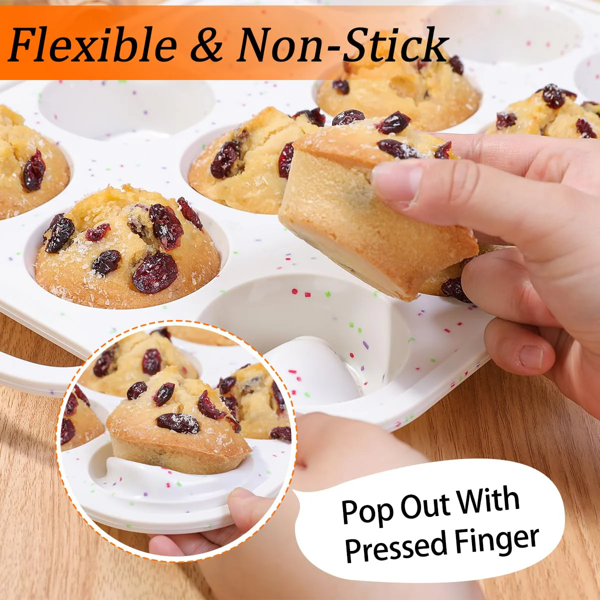 Silicone Muffin Pan, with Metal Reinforced Frame 2.8 Inch Regular Size Silicone Cupcake Pan Nonstick 12 Cups for Baking Homemade Muffins, Cupcakes, Egg Bites 2 Pack Dishwasher Safe BPA Free - Image 5