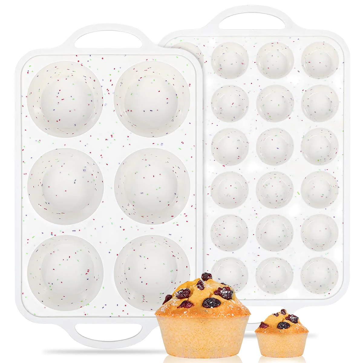 Silicone Muffin Pans for Baking, Metal Reinforced Frame Jumbo 6 Cups & Mini 24 Cups Cupcake Pan Nonstick Muffin Pan for Homemade Baking Easy to Handle - Image 8