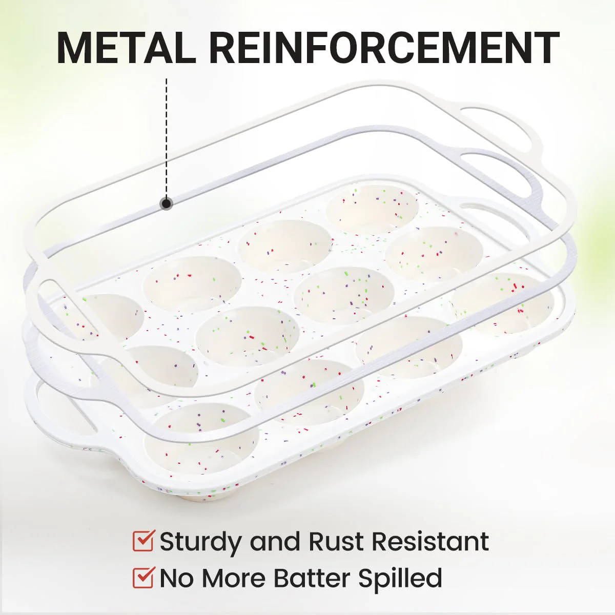 Silicone Muffin Pans for Baking, Metal Reinforced Frame Jumbo 6 Cups & Regular 12 Cups Cupcake Pan Nonstick Muffin Pan for Homemade Baking Easy to Handle - Image 6