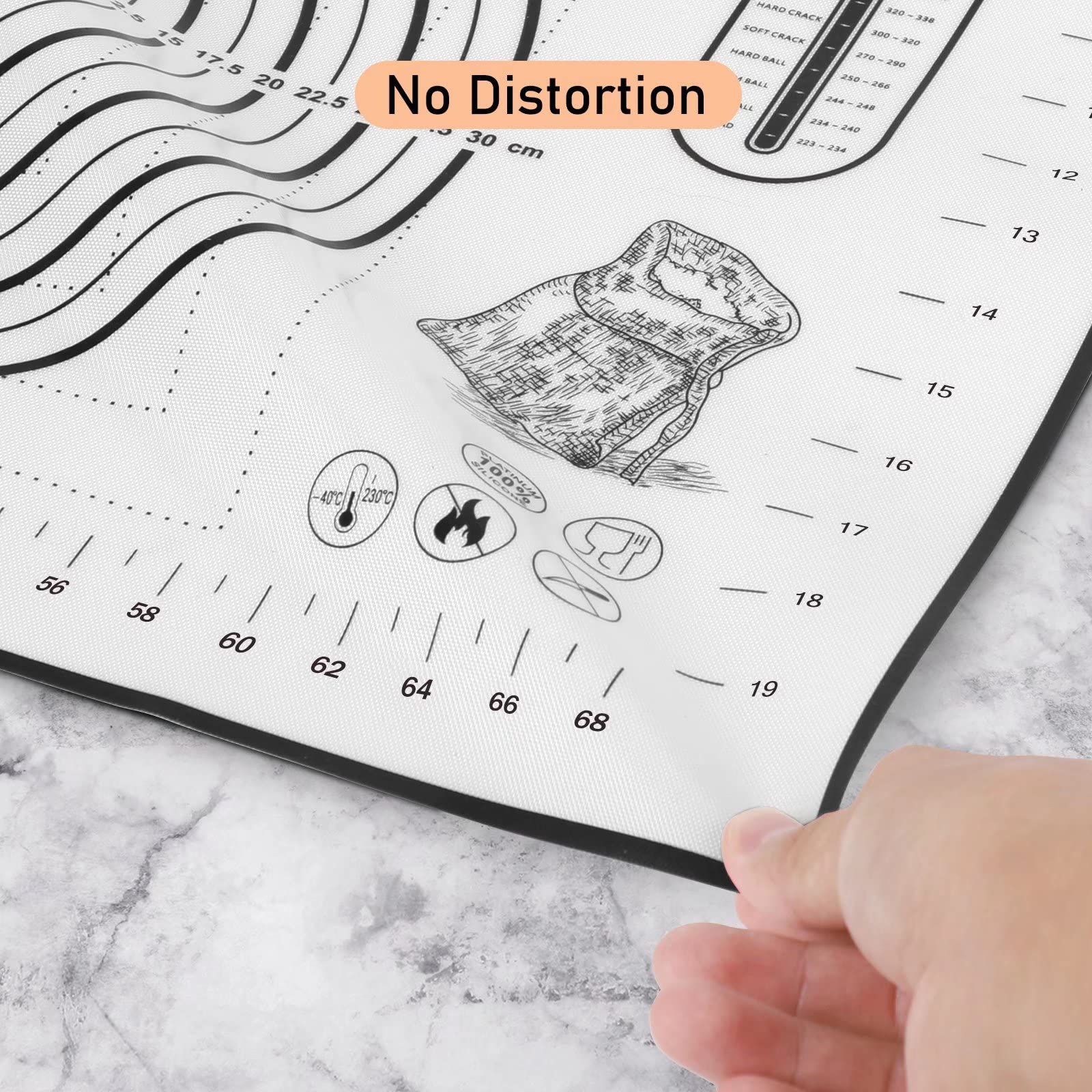 Silicone Pastry Mat - Non-Slip with Measurement Baking Mat for Fondant/Rolling Dough/Pie Crust/Pizza and Cookies - Oven Liner/Counter Mat/Kneading Mat,24" x 32", Black - Image 5