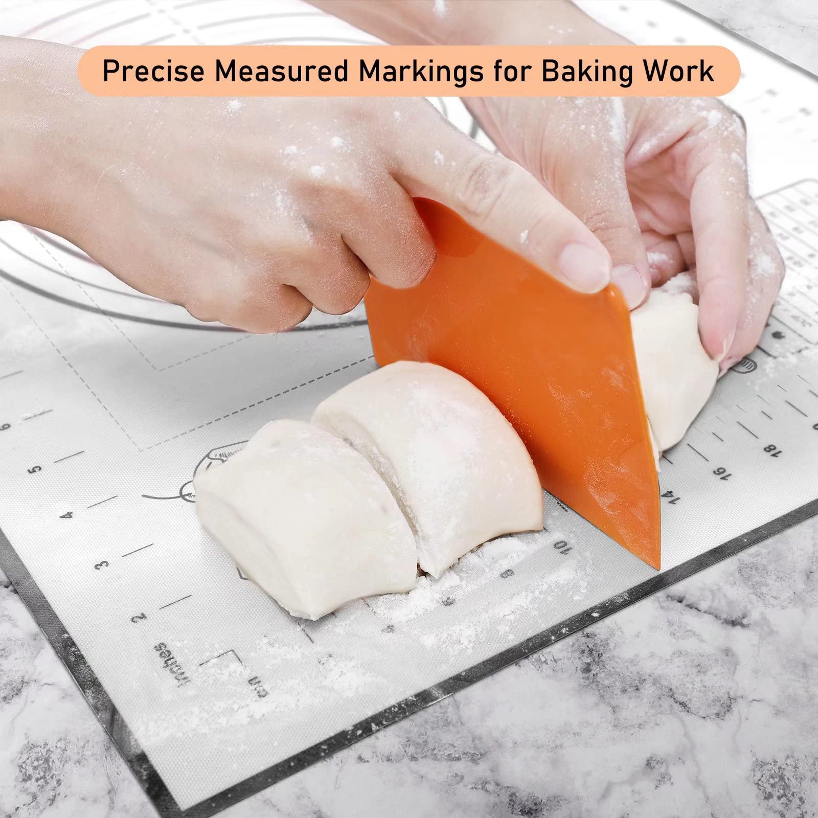 Silicone Pastry Mat - Non-Slip with Measurement Baking Mat for Fondant/Rolling Dough/Pie Crust/Pizza and Cookies - Oven Liner/Counter Mat/Kneading Mat,24" x 32", Black - Image 6
