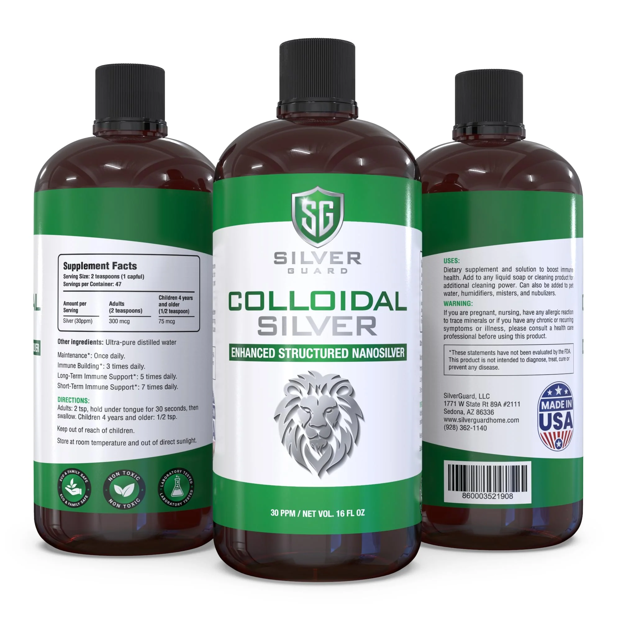 SilverGuard Enhanced Colloidal Silver Liquid Immune Support Supplement—30ppm Pure & Natural Structured Silver Water—Organic Colloidal Silver Solution—16 oz Bottle (1 Pack) - Image 2