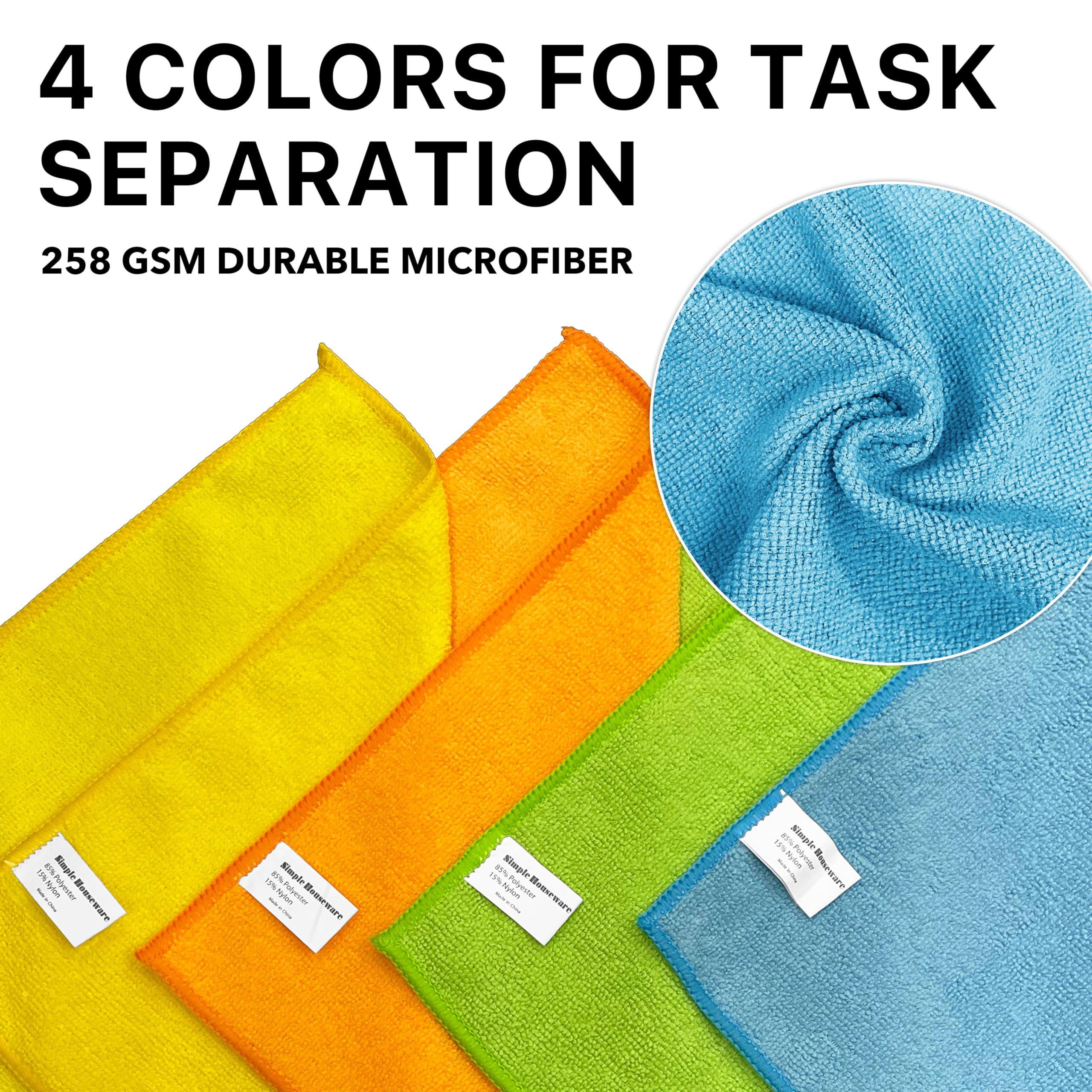 Simple Houseware Microfiber Cleaning Cloth 150 Pack, 12" x 16", 4 Colors - Image 7
