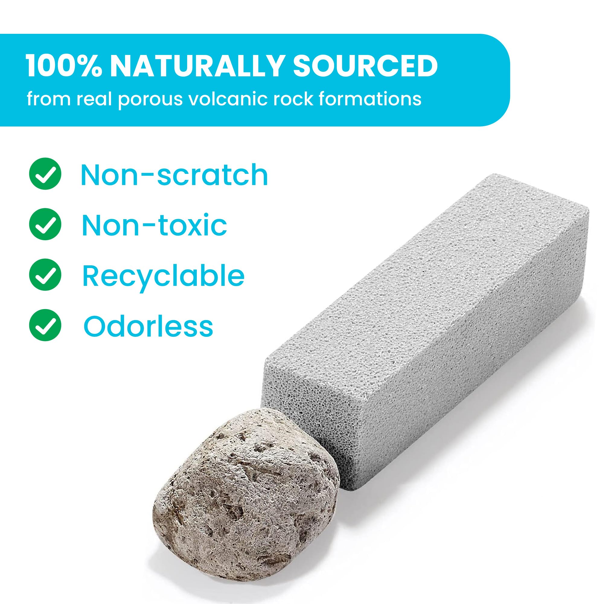 Simple Life Pumice Stone Toilet Bowl Cleaner | Toilet Pumice Stone with Extra Long Handle | Scouring Stick for Toilet Cleaning, Stain Removal on Toilets, Grills, Tiles, Grout & Pools | 4 Pack - Image 2
