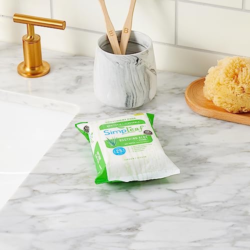 Simpleaf Flushable Wet Wipes Aloe Vera| Eco-Friendly, Paraben & Alcohol Free | Hypoallergenic & Safe for Sensitive Skin | Soothing Aloe Formula | (6 x 25 Counts Convenient Pack) 150 Counts Total - Image 3