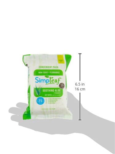 Simpleaf Flushable Wet Wipes Aloe Vera| Eco-Friendly, Paraben & Alcohol Free | Hypoallergenic & Safe for Sensitive Skin | Soothing Aloe Formula | (6 x 25 Counts Convenient Pack) 150 Counts Total - Image 4