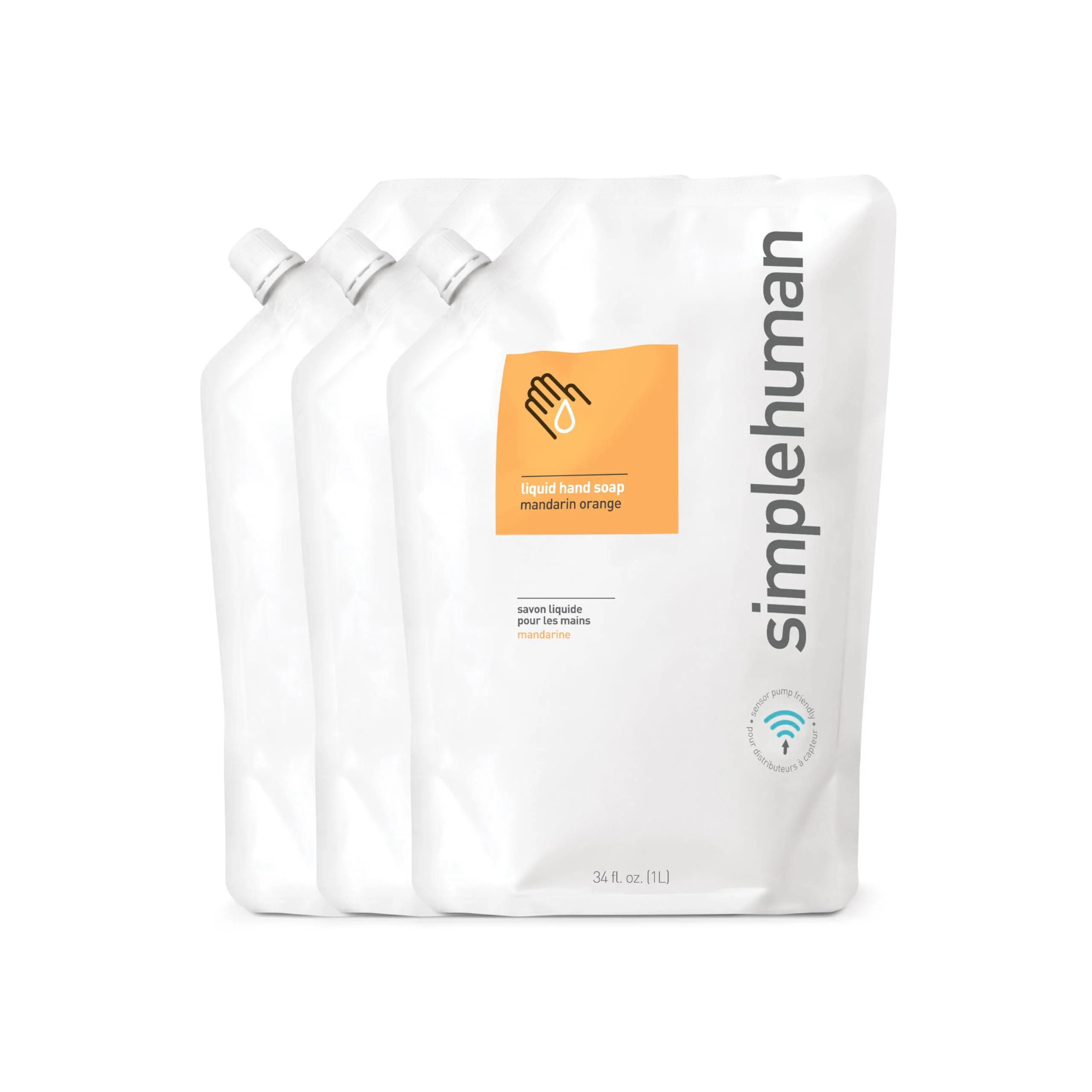 simplehuman Mandarin Orange Moisturizing Liquid Hand Soap Refill Pouch, 34 Fl. Oz. - Image 2