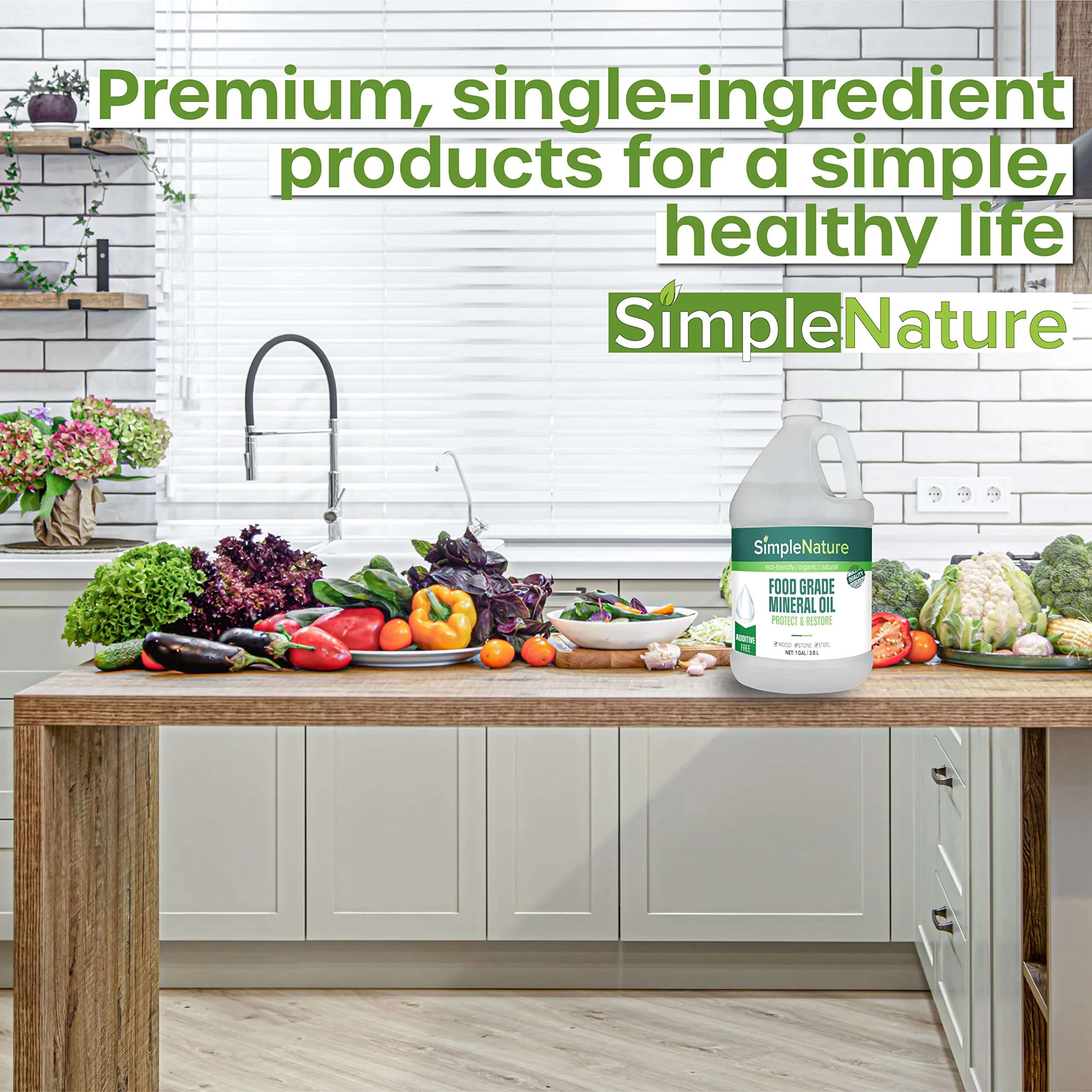 SimpleNature Food Grade Mineral Oil - for Moisturizing, Lubricating, Restoring & Protecting Wood, Cutting Boards, Butcher Block, Countertops, and Stainless Steel (2 Gallons) - Image 3