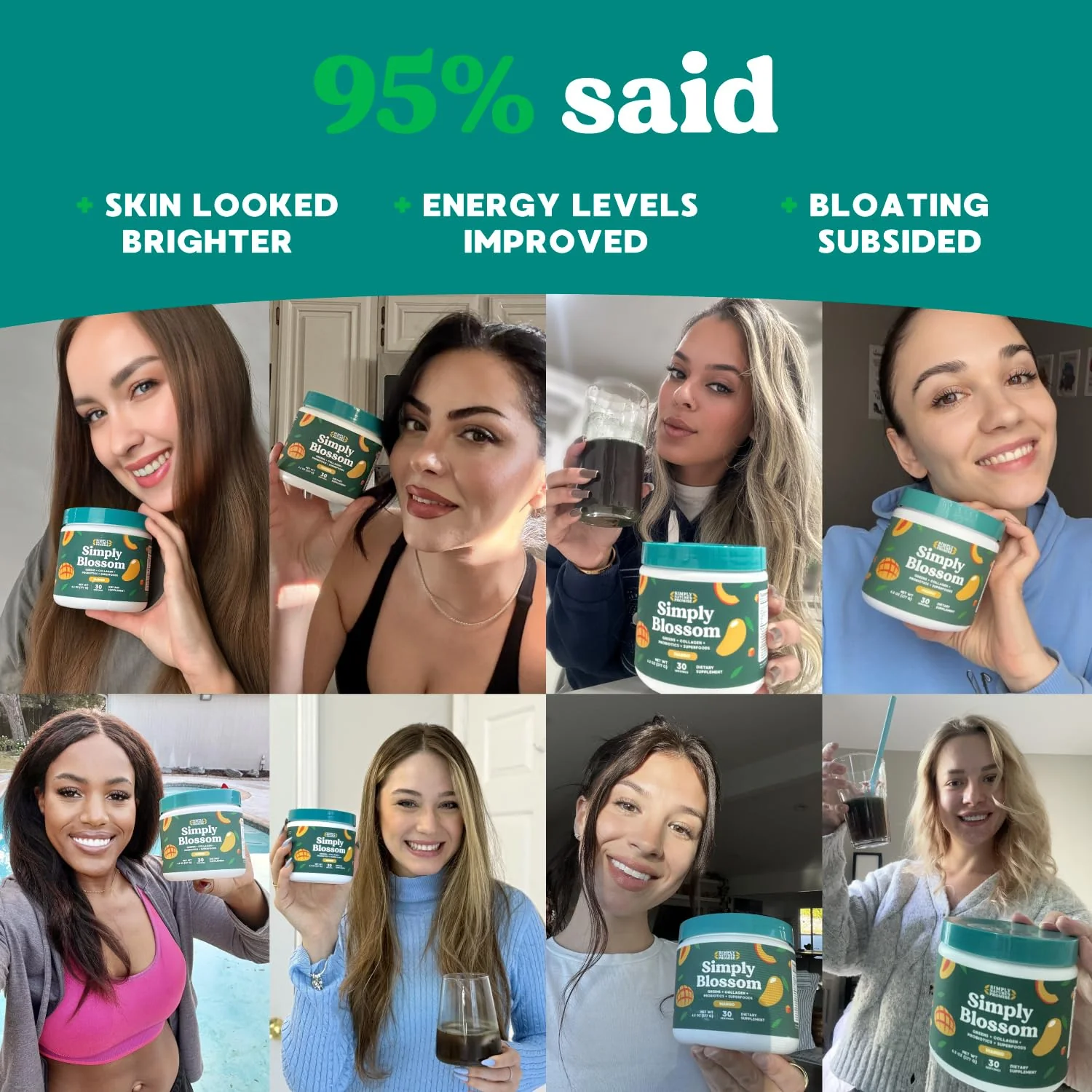 Simply Blossom Nutrition Daily Greens & Superfood Powder + Collagen + Probiotics for Women's Digestive Health & Bloating Relief. Help Your Health Bloom - 3 Month Supply - Mango - Image 3