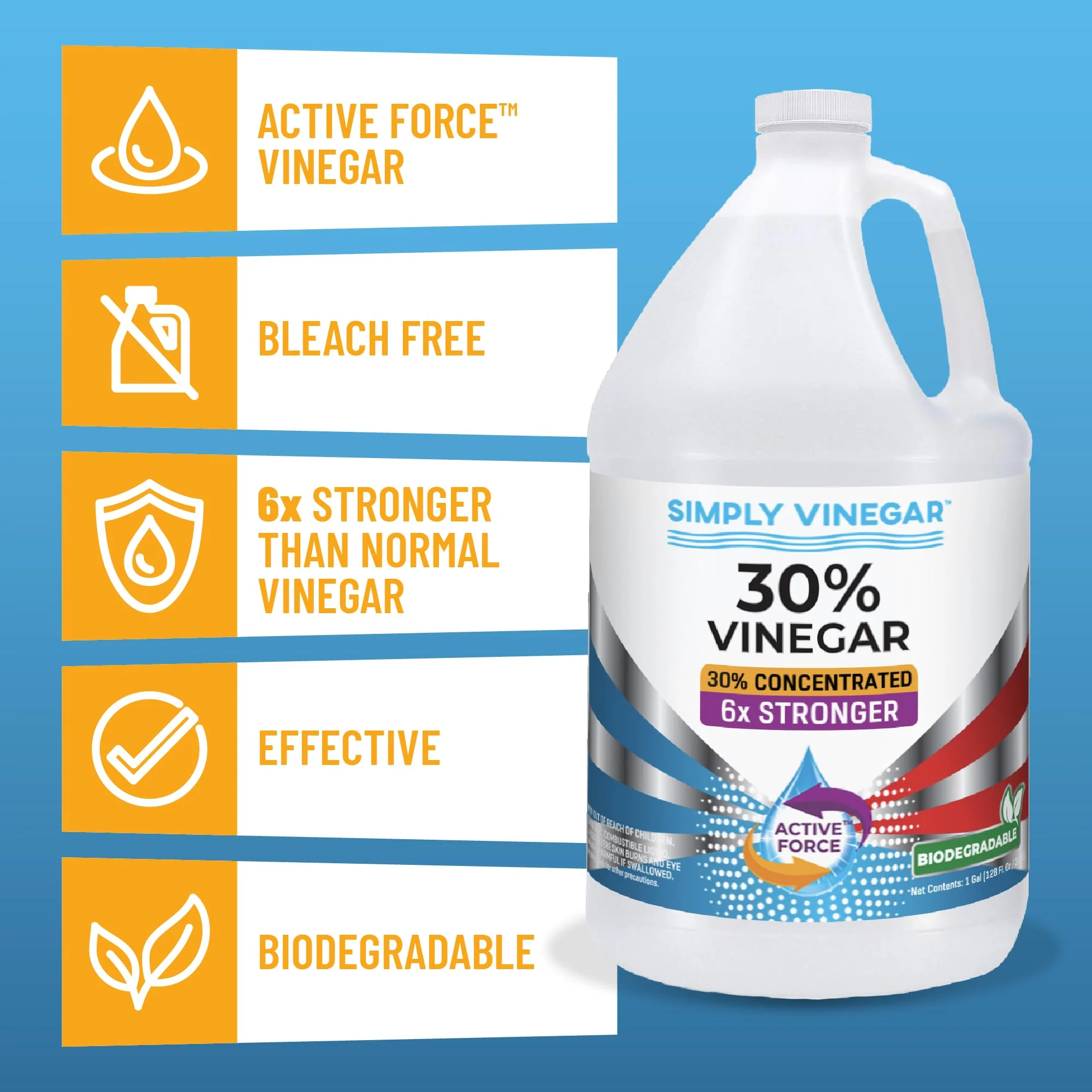 Simply Vinegar 30% Vinegar – Pure Concentrated Active-Force Vinegar for Cleaning, Home, and Garden, 128 oz - Image 3