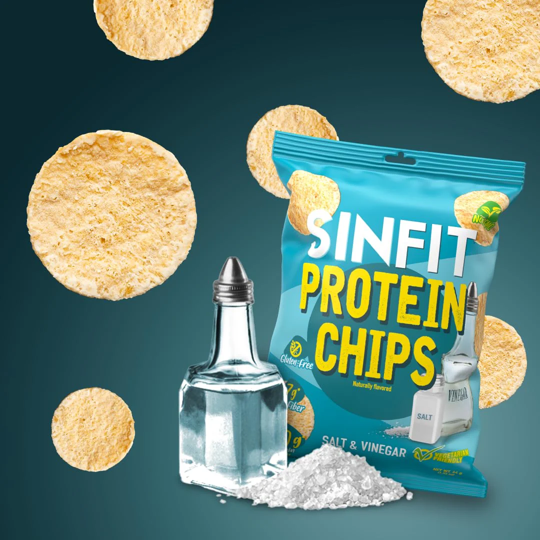 SinFit Protein Chips, 20g Protein/Bag, 50g-Bag, High Fiber, Low Carb, Gluten Free,7/box (7 Bags, Salt & Vinegar) - Image 4