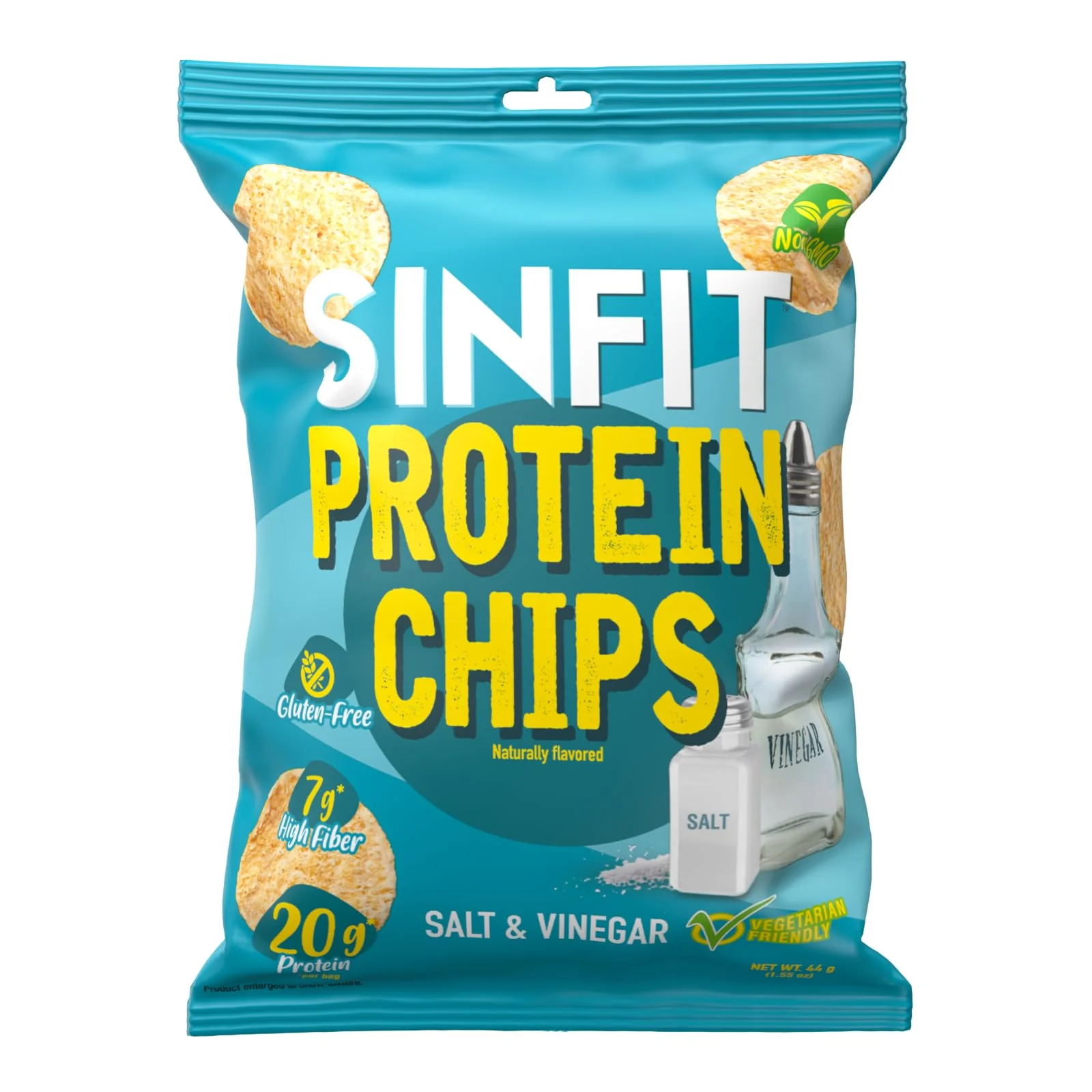 SinFit Protein Chips, 20g Protein/Bag, 50g-Bag, High Fiber, Low Carb, Gluten Free,7/box (7 Bags, Salt & Vinegar) - Image 5