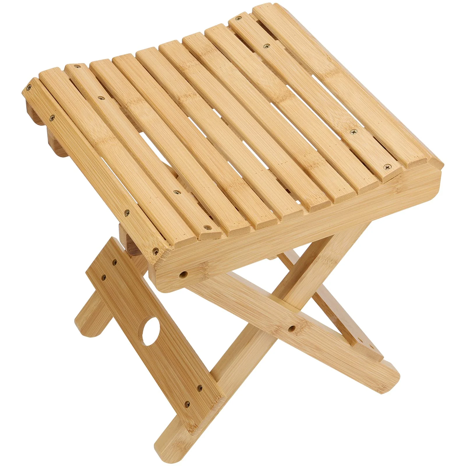 SINJEUN 2 Pack 12 Inch Natural Bamboo Folding Bench Seat Stool Bench for Bathroom, Spa, Sauna, Wooden Seat, Shower Bench Stool, Easy Assembled - Image 3
