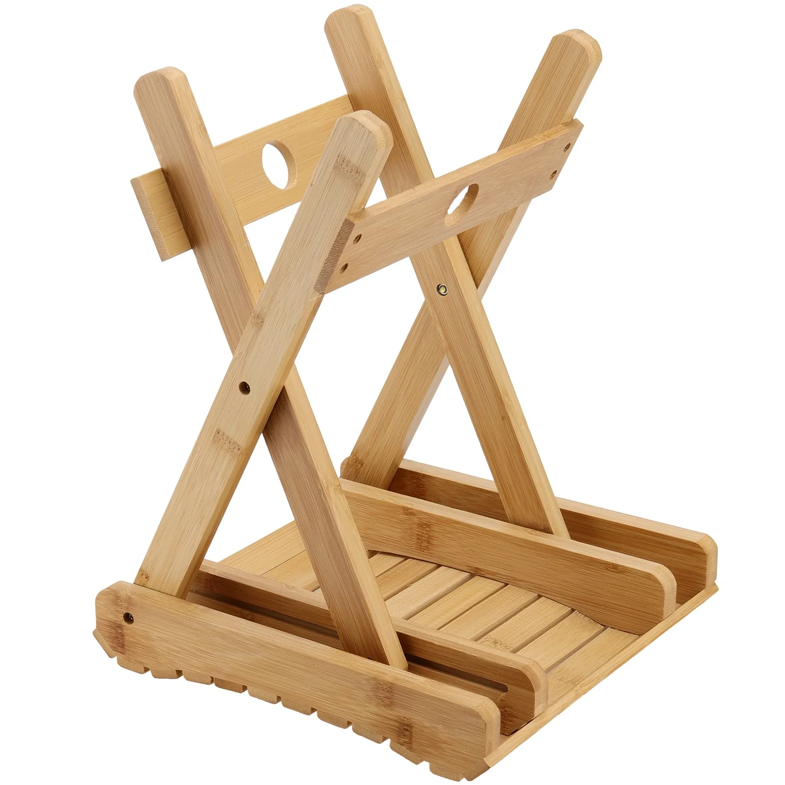 SINJEUN 2 Pack 12 Inch Natural Bamboo Folding Bench Seat Stool Bench for Bathroom, Spa, Sauna, Wooden Seat, Shower Bench Stool, Easy Assembled - Image 4