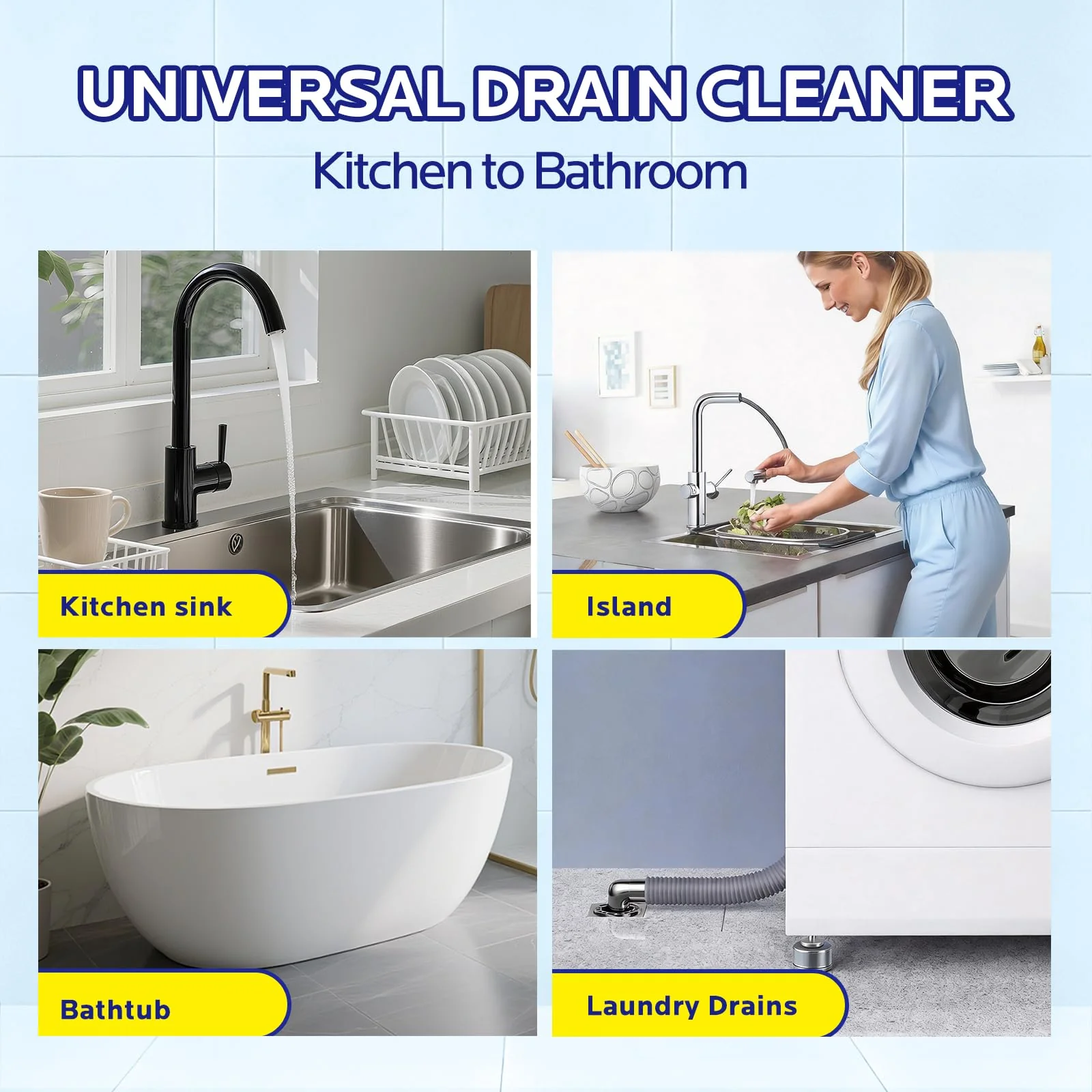 Sink and Drain Cleaner Powder for Kitchen and Bathroom Sinks Shower Tub - Drain Clog Remover Unclogging Cleaner for Daily Cleaning (4 Pack) - Image 6