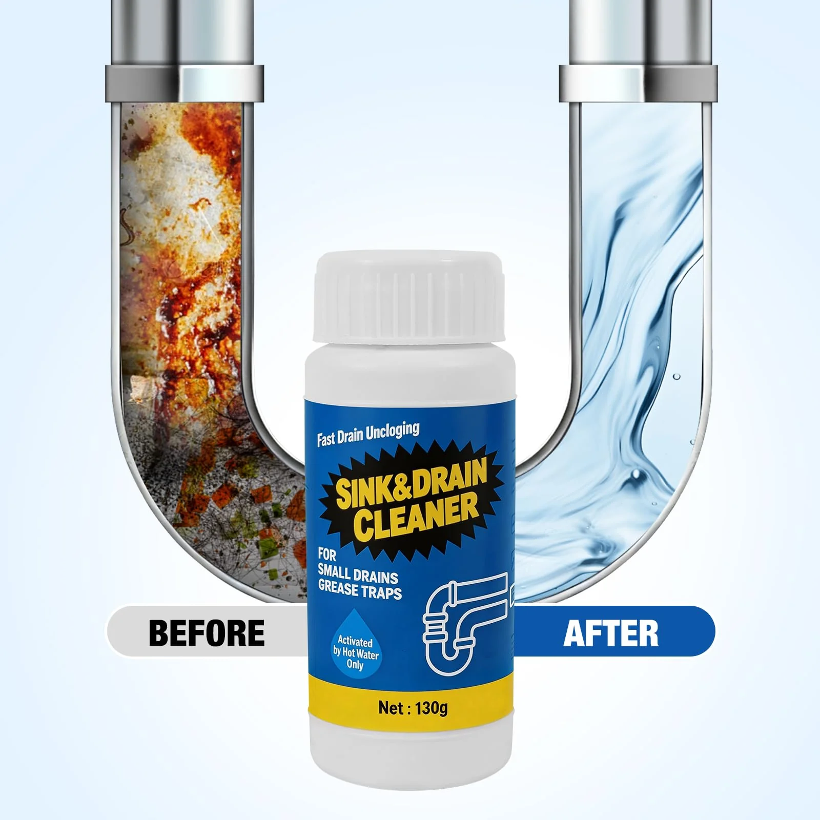 Sink Drain Cleaner Powder: Household Drain Clog Remover for Sink Shower Tub Kitchen Bathroom Pipes Floor Drains - Easy-to-Use Home Unclogging Opener (4 Pack) - Image 8
