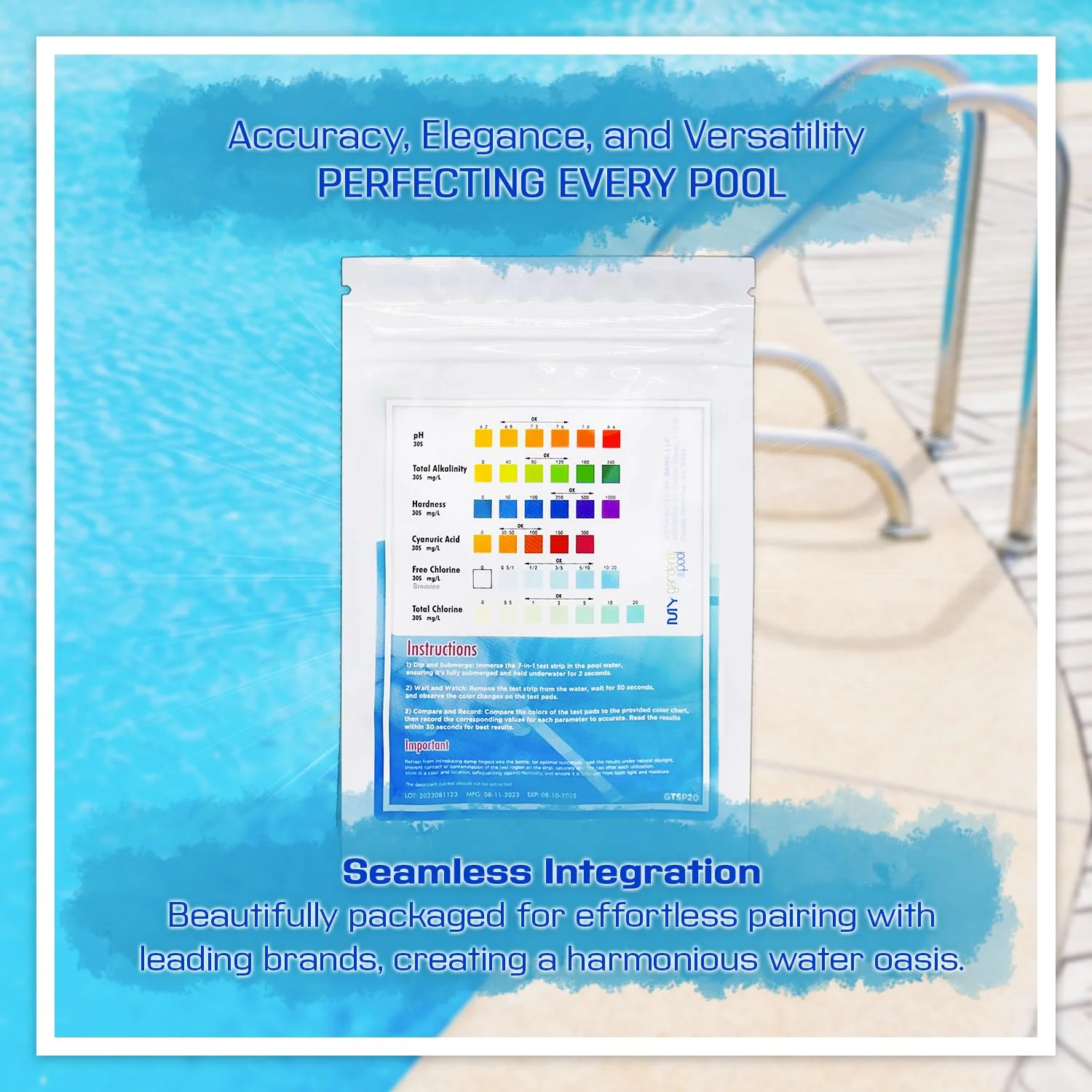 Sirona Simply Hot Tub Care Kit: Waterline Cleaner, Oxidizer, Non-Chlorine Sanitizer with My Garden Pool 20 Ct. Test Strips & Scum Sponge Flower Oil-Absorbing Sponge for Hot Tubs and Pools - Image 3