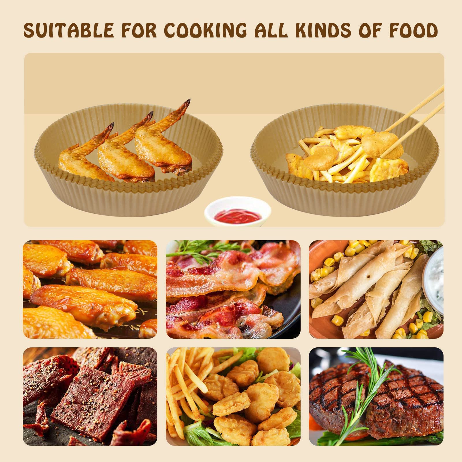 SIUDANGKA 200 Pcs Air Fryer Liners - Disposable Parchment Paper Sheets for Ninja Air Fryer AF101 & AF150 XL - Image 2