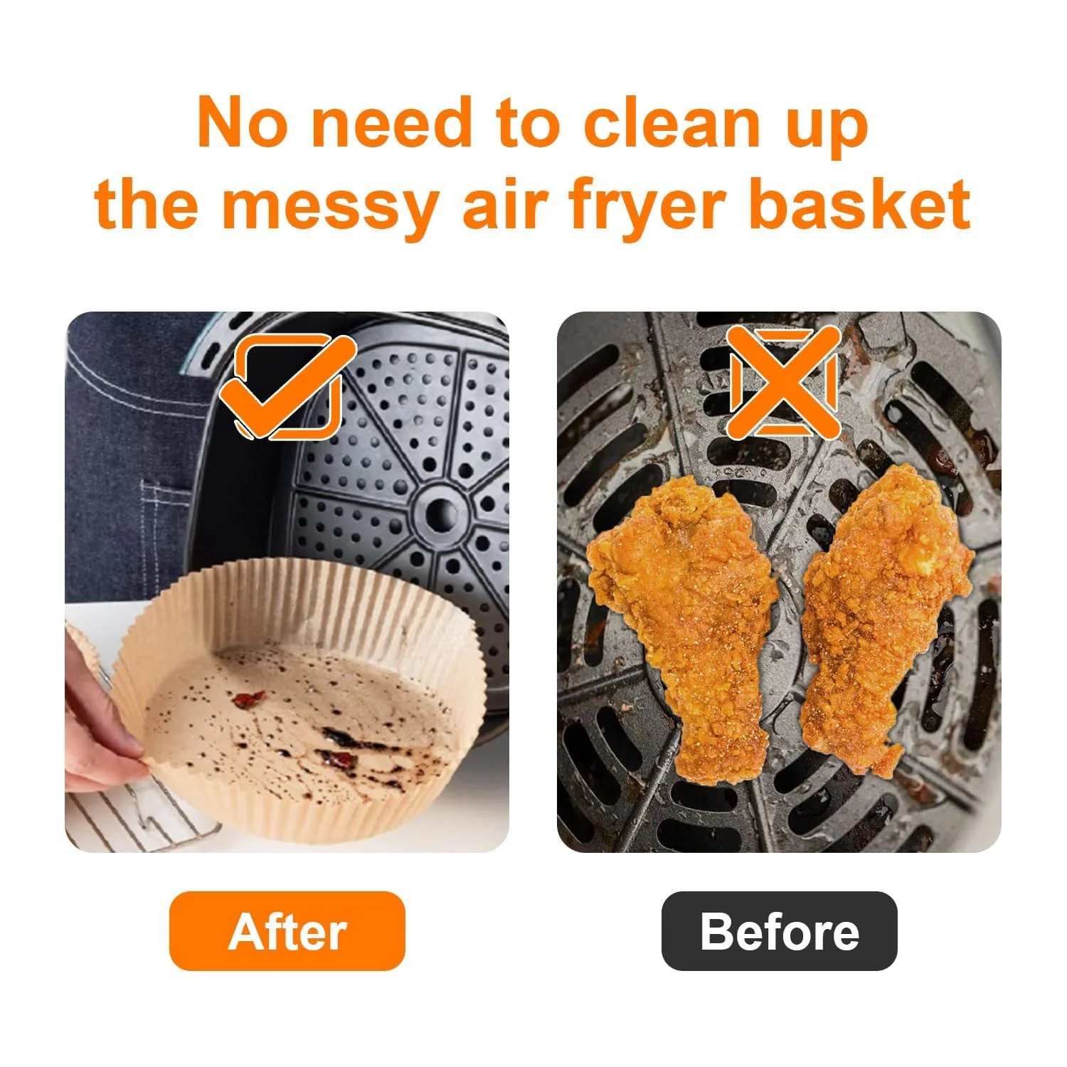SIUDANGKA 200 Pcs Air Fryer Liners - Disposable Parchment Paper Sheets for Ninja Air Fryer AF101 & AF150 XL - Image 5