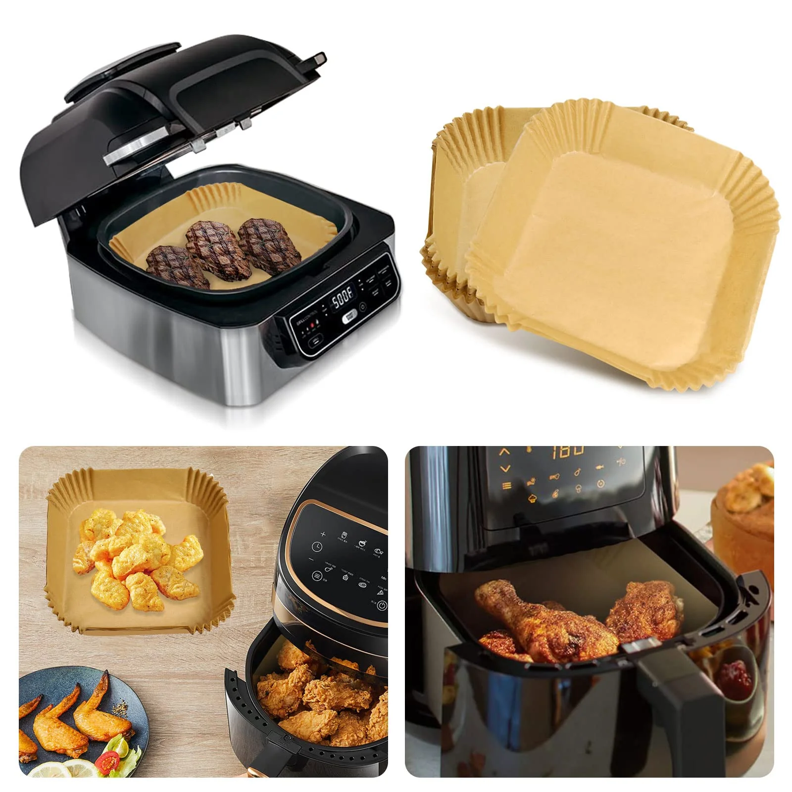 SIUDANGKA Disposable Air Fryer Liner, 200Pcs Parchment Paper for Ninja/COSORI/Gourmia/PowerXL/InstantPot/Fabuletta/Philips Air Fryer - Image 2