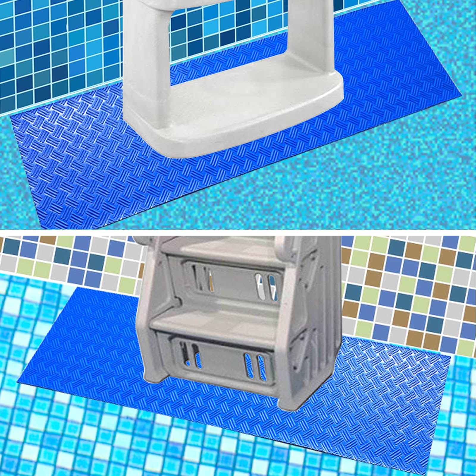 SKARUMMER Swimming Pool Ladder Mat - Protective Pool Ladder Pad Step Mat with Non-Slip Texture, Blue Medium Blue Medium Pool Step Mat, Pool Liner Protection Mat (36 X 36 inch) - Image 3