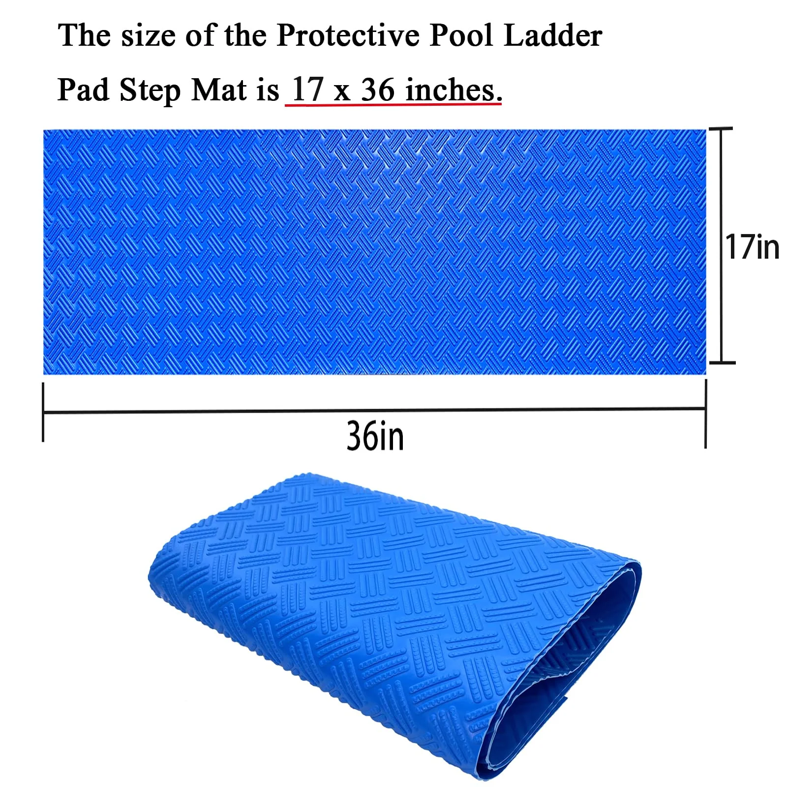 SKARUMMER Swimming Pool Ladder Mat - Protective Pool Ladder Pad Step Mat with Non-Slip Texture, Blue Medium Pool Step Mat, Pool Liner Protection Mat 36 inch X 17 inch - Image 7