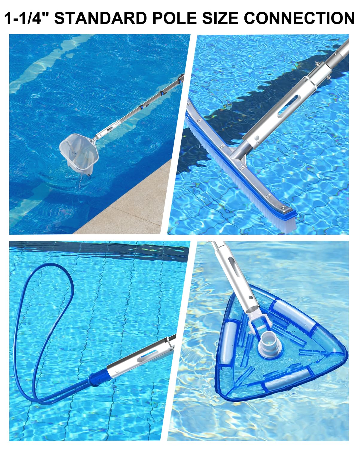SKGPOLE Swimming Pool Pole, Upgraded 16FT Professional Telescopic Extendable Pool Pole Aluminium Heavy Duty, Adjustable Length 4 to 16 Feet, Universal Pole for Skimmer Nets, Brushes and Vacuum Heads - Image 2